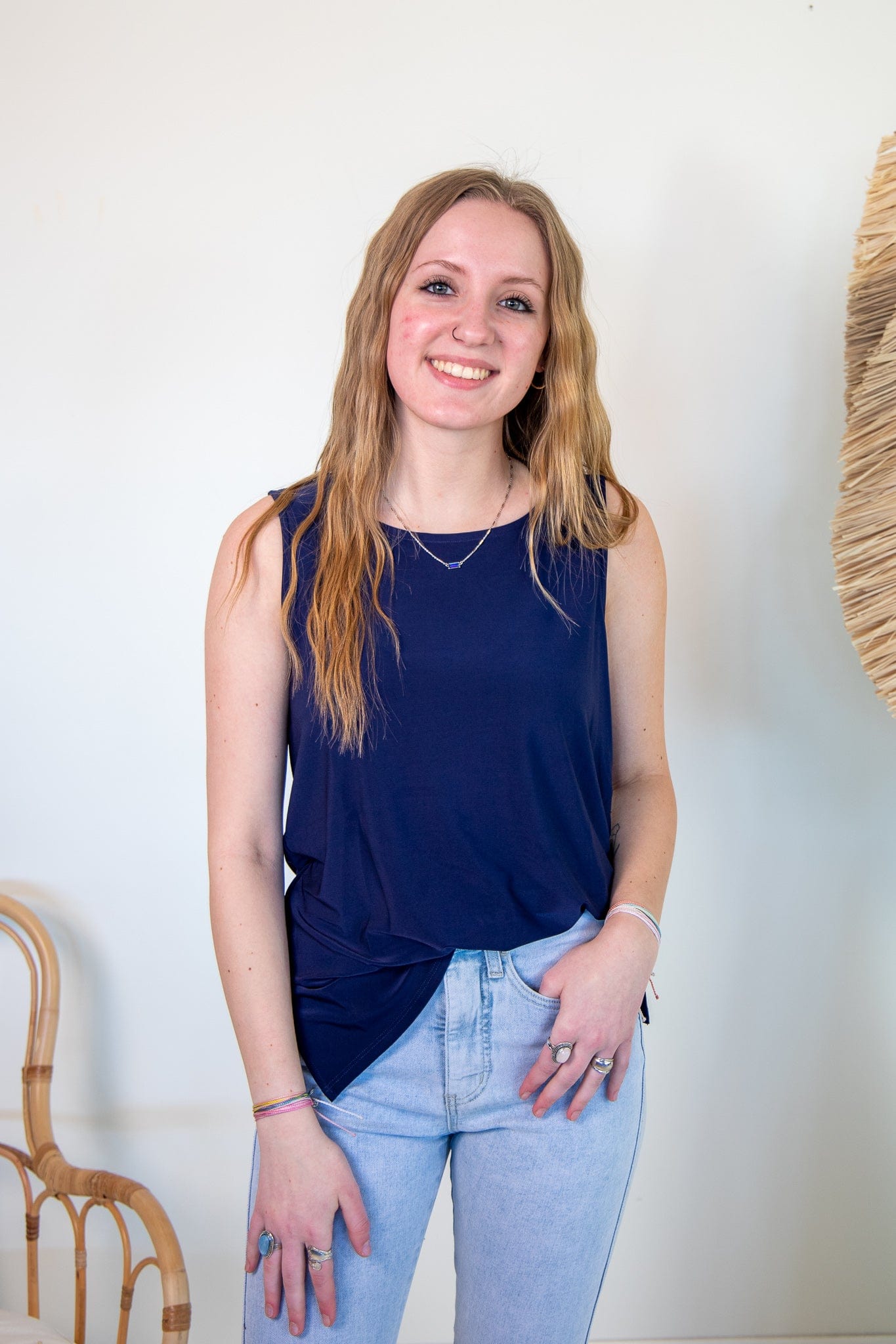 Navy Round Neck Tank Top