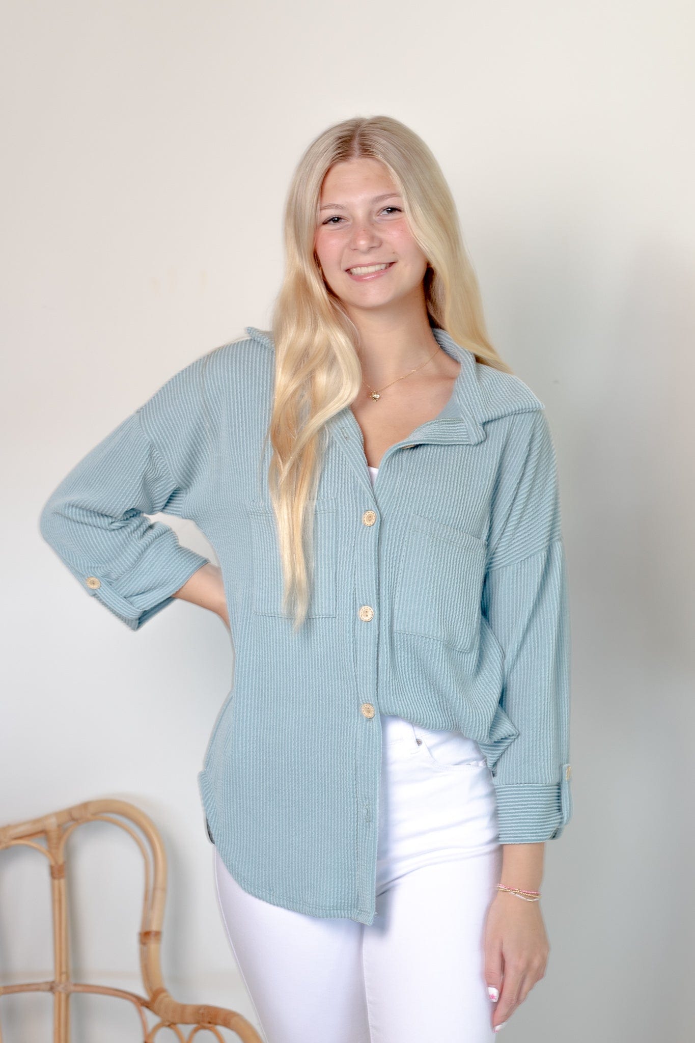 Mint Spring Textured Shacket