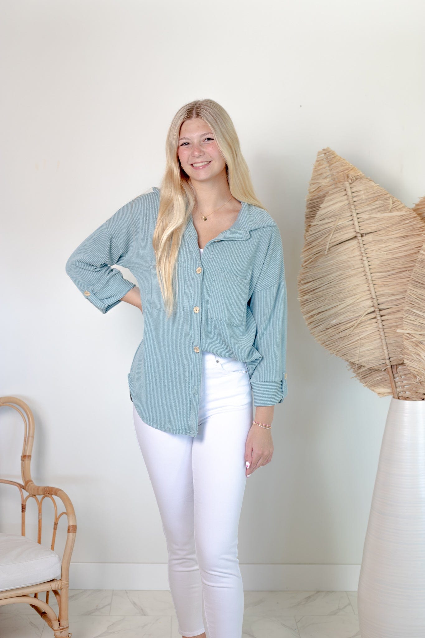 Mint Spring Textured Shacket