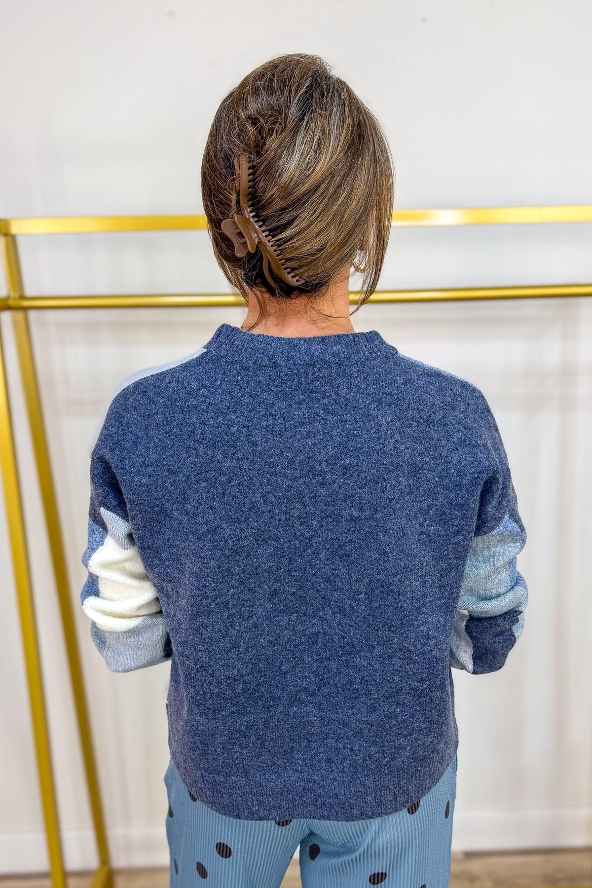 Blue Multi Square Sweater Back
