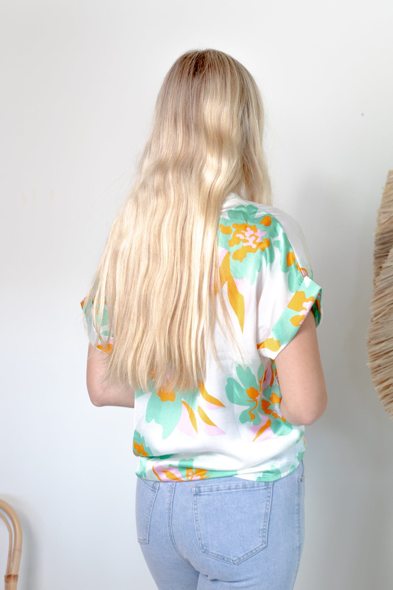 Sage Floral Satin Blouse