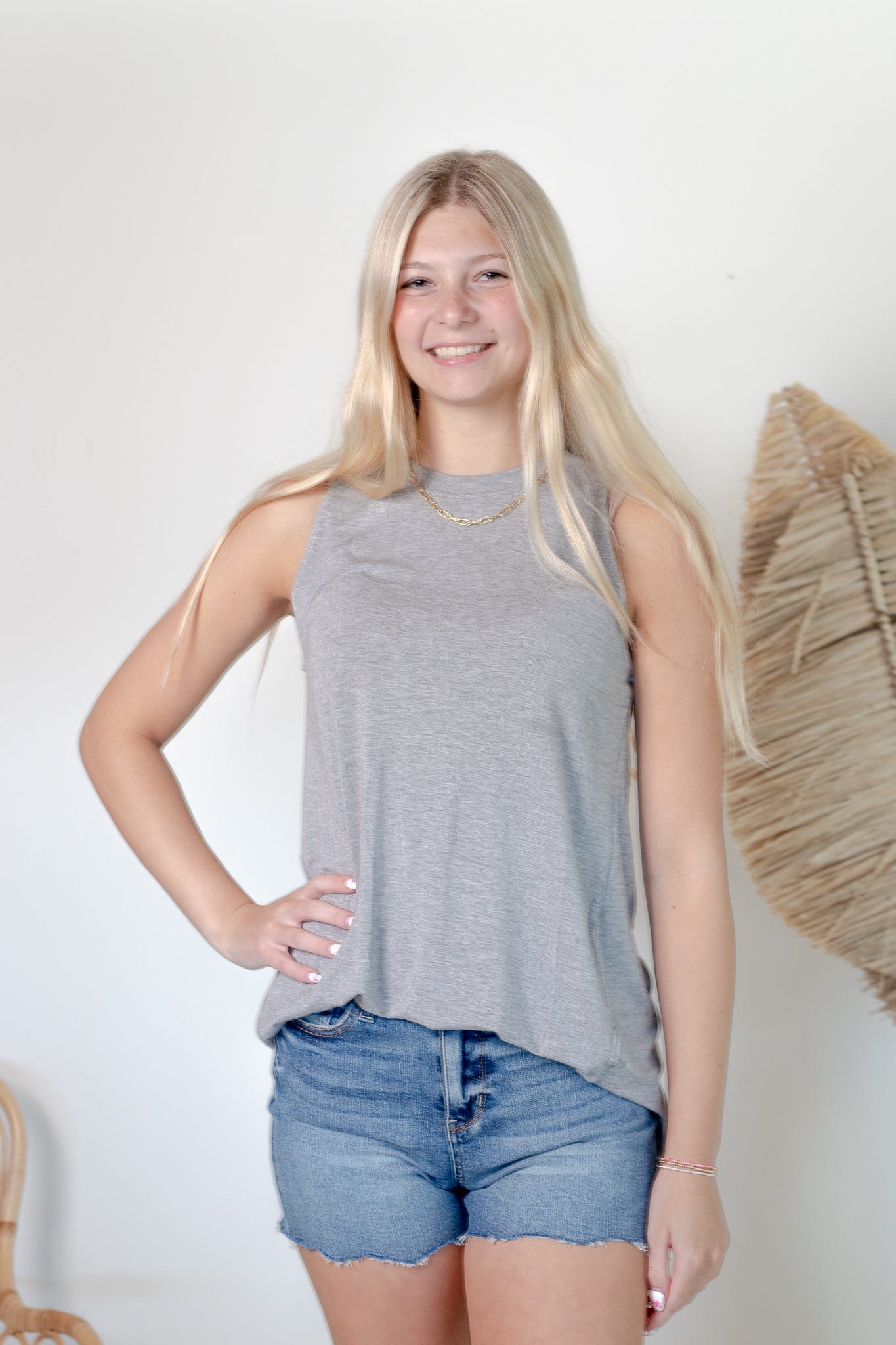 Grey Everyday Round Neck Tank