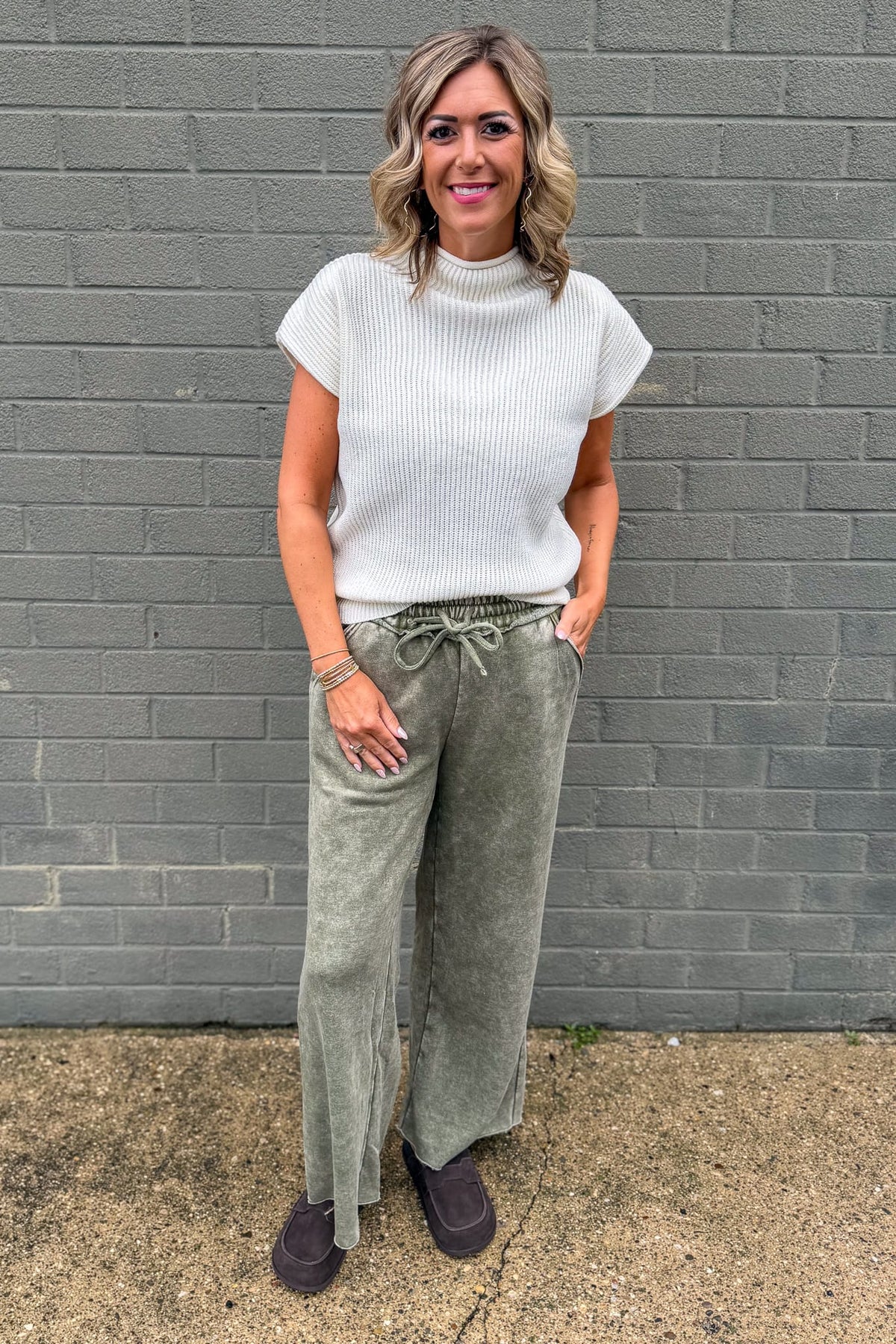 Ivory Power Shoulder Mock Neck Sweater