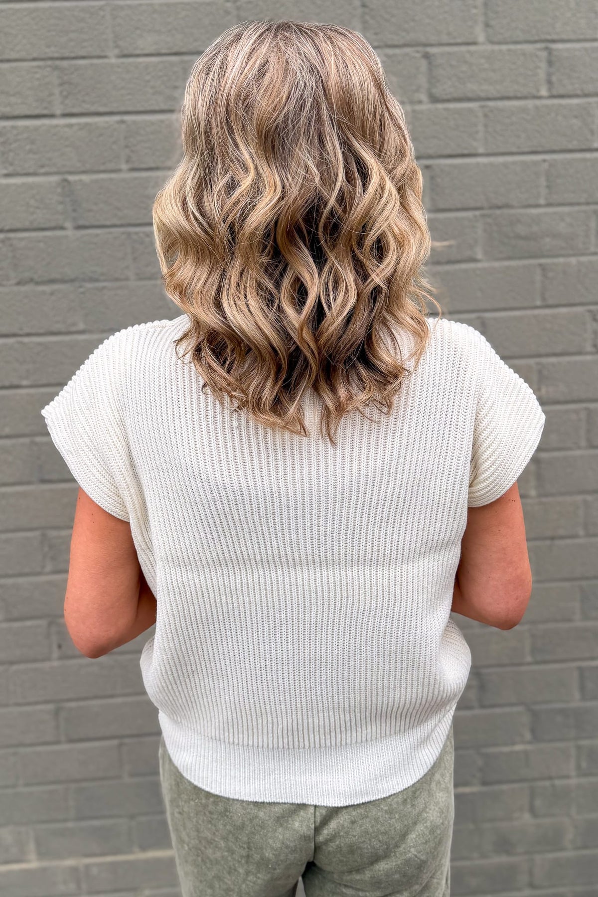 Ivory Power Shoulder Mock Neck Sweater