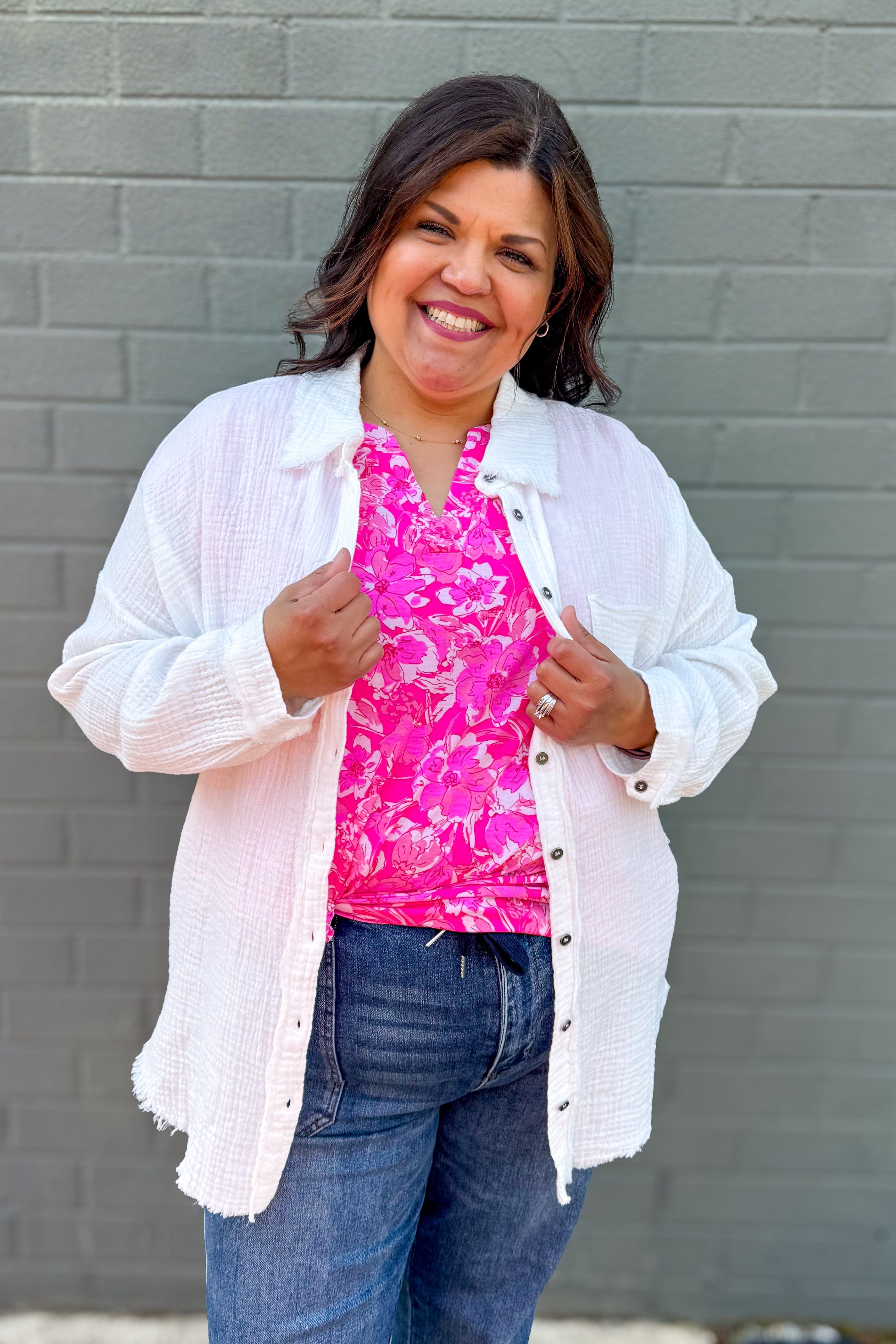 White Gauze Collared Shirt