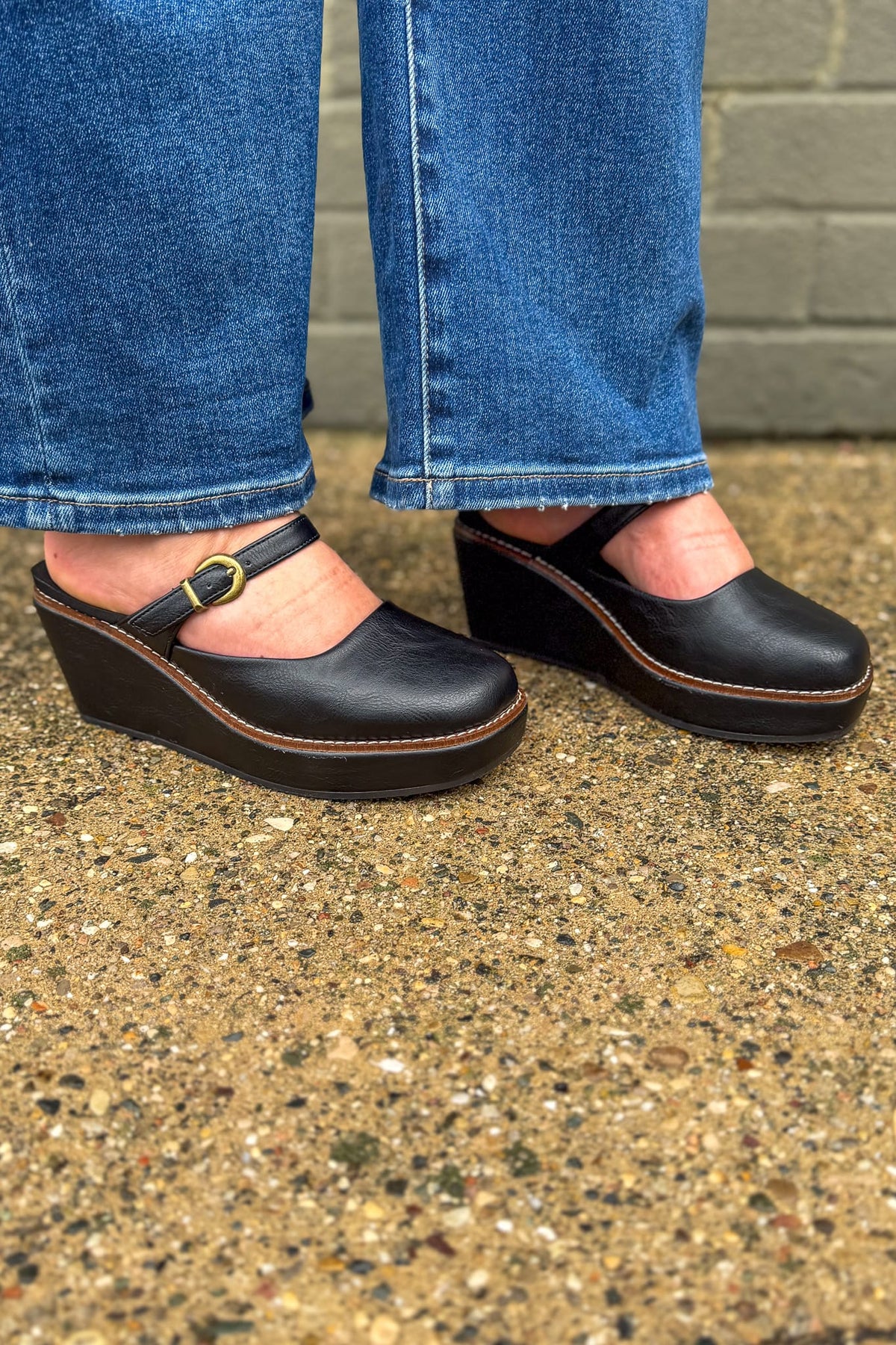 Corkys Black Me Time Wedge