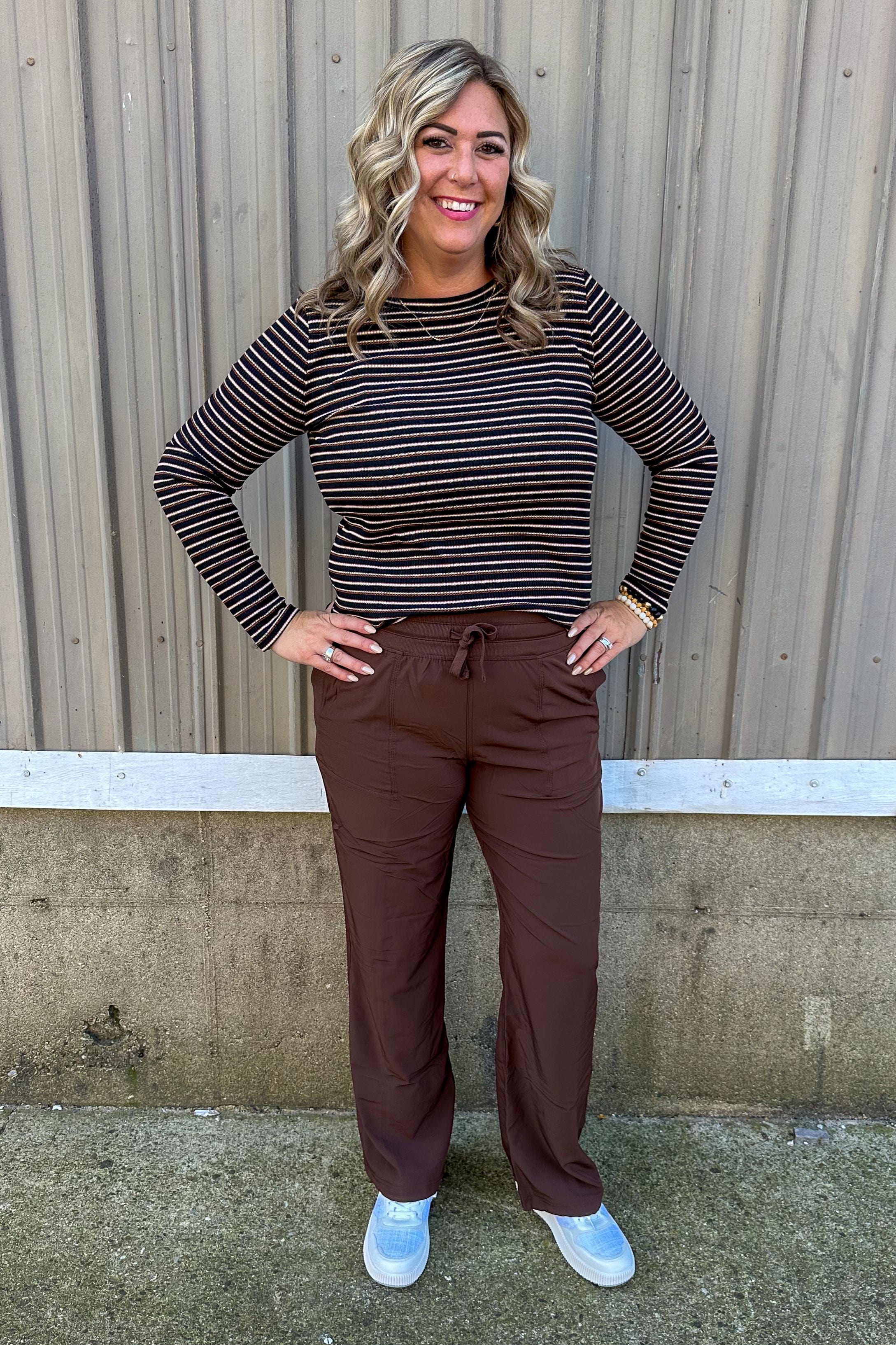 Black Striped Knit Pullover styled