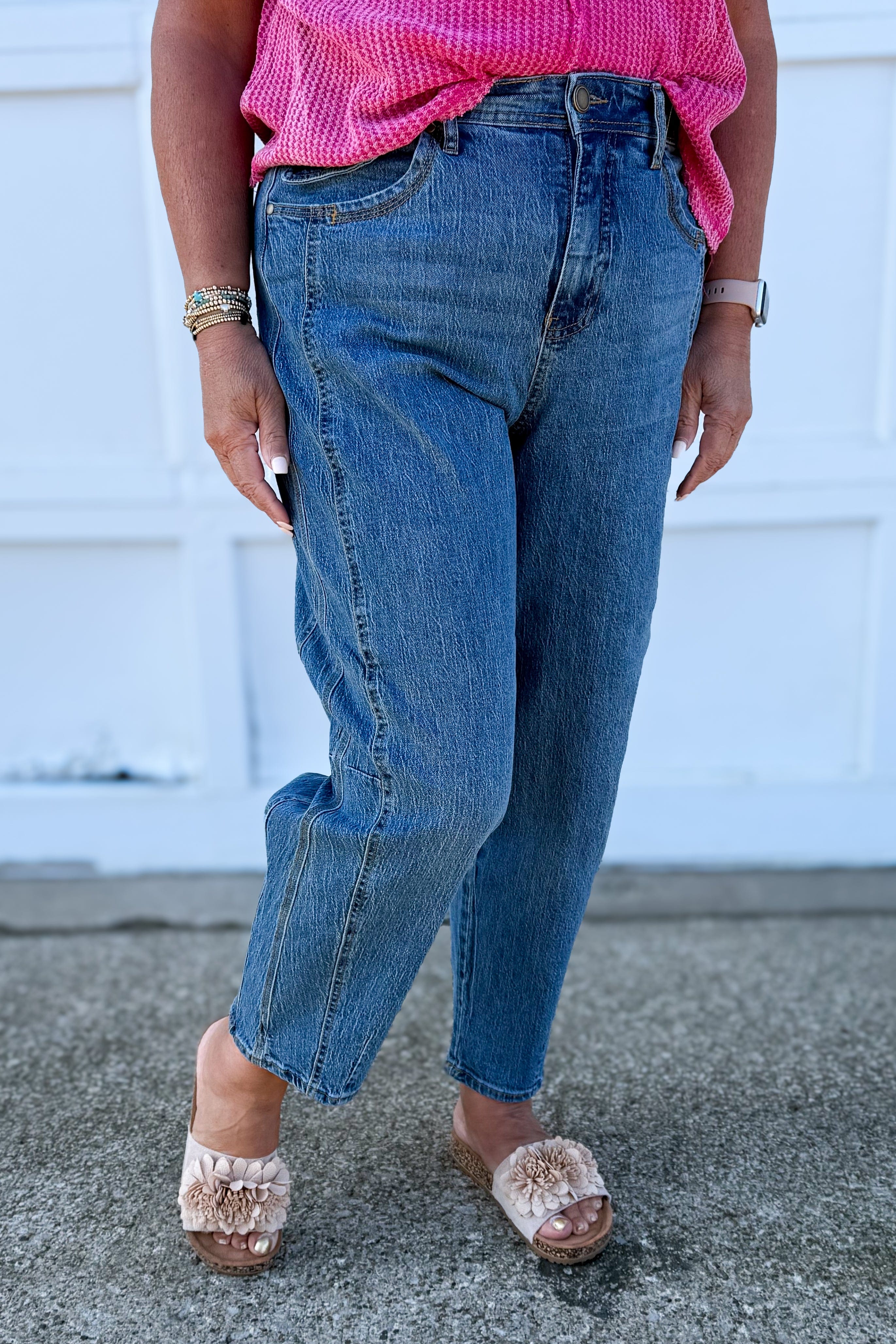 Carbon High Rise Triple Needle Barrel Jeans