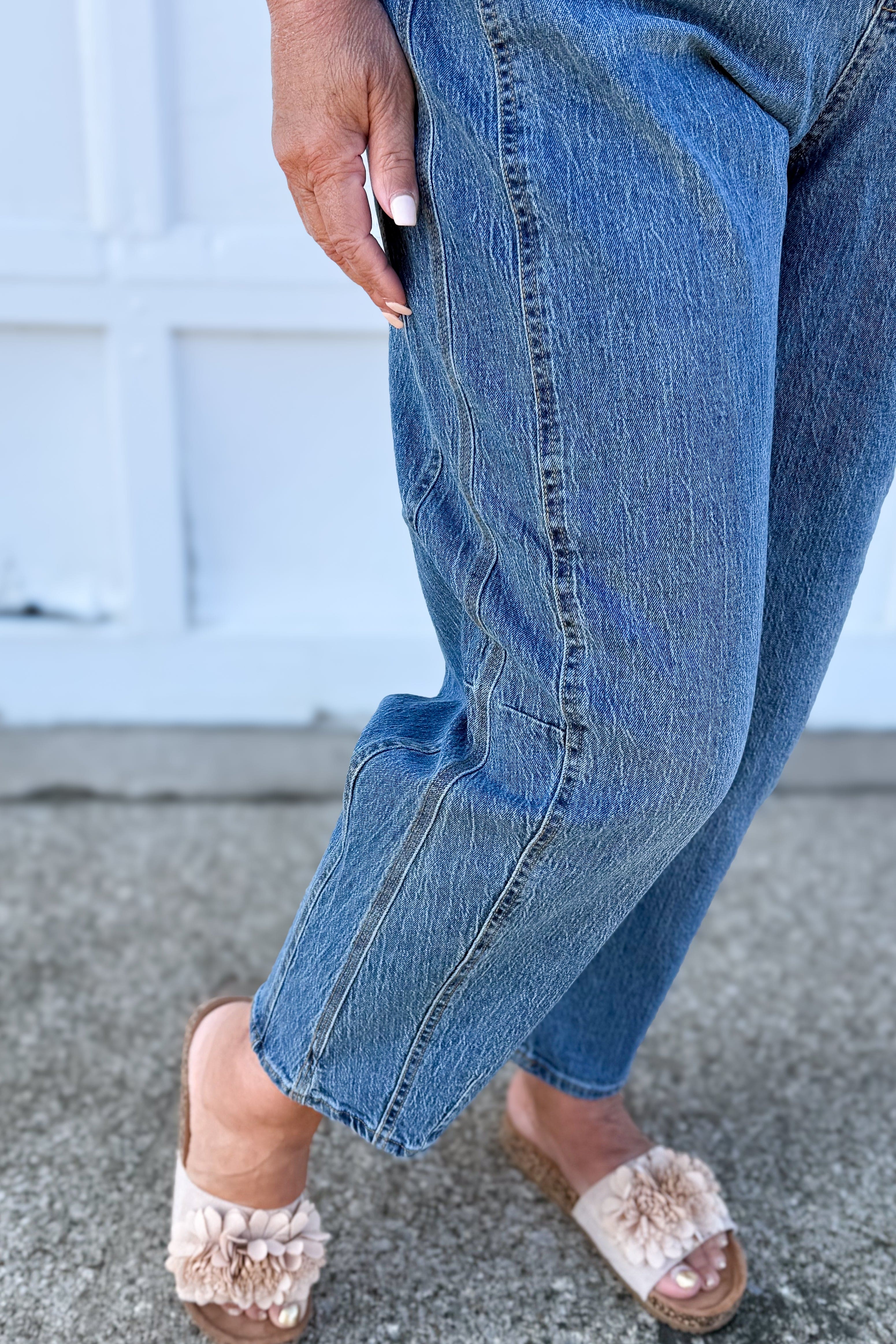 Carbon High Rise Triple Needle Barrel Jeans