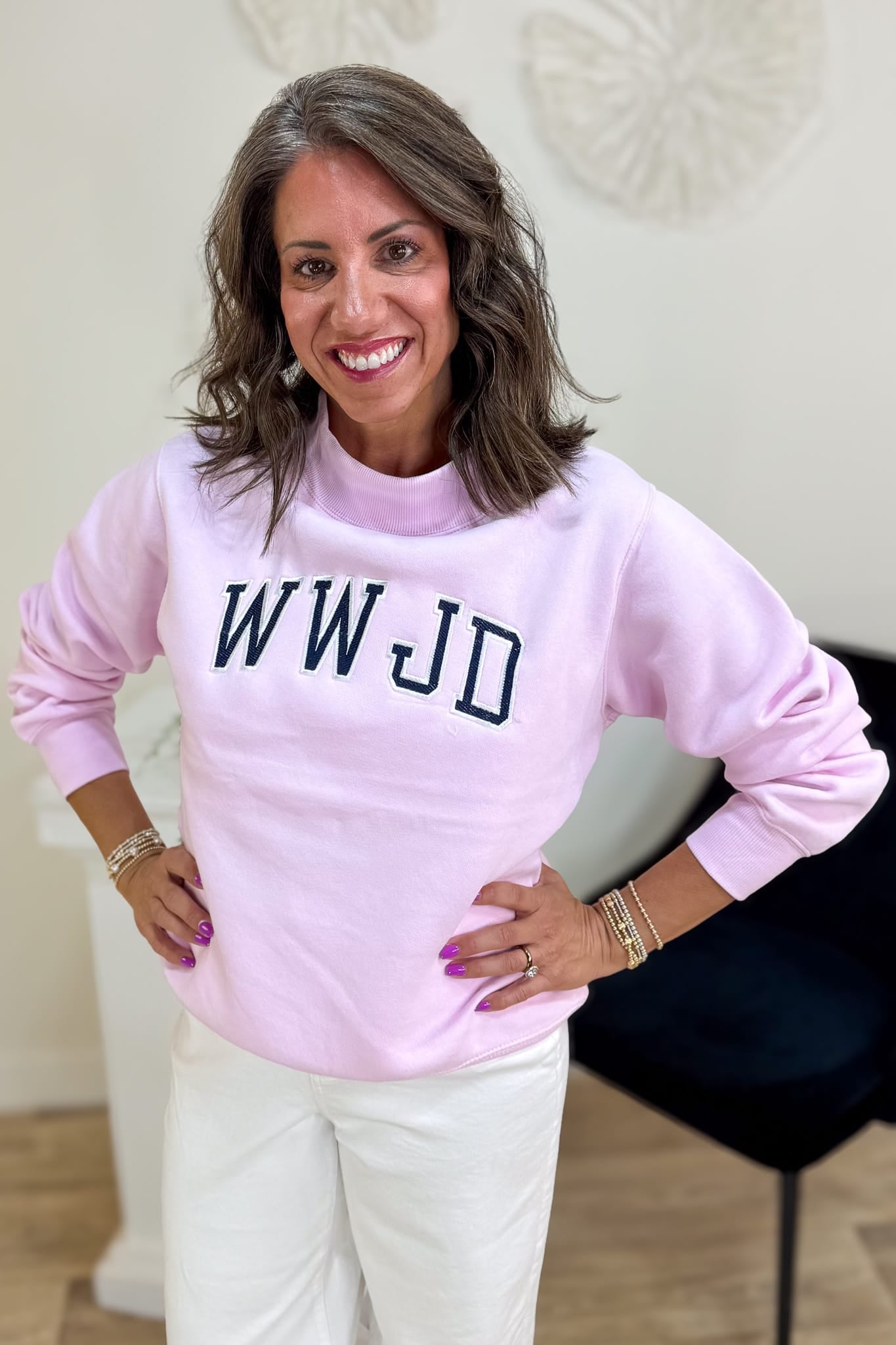 Pink WWJD Mock Neck Sweatshirt