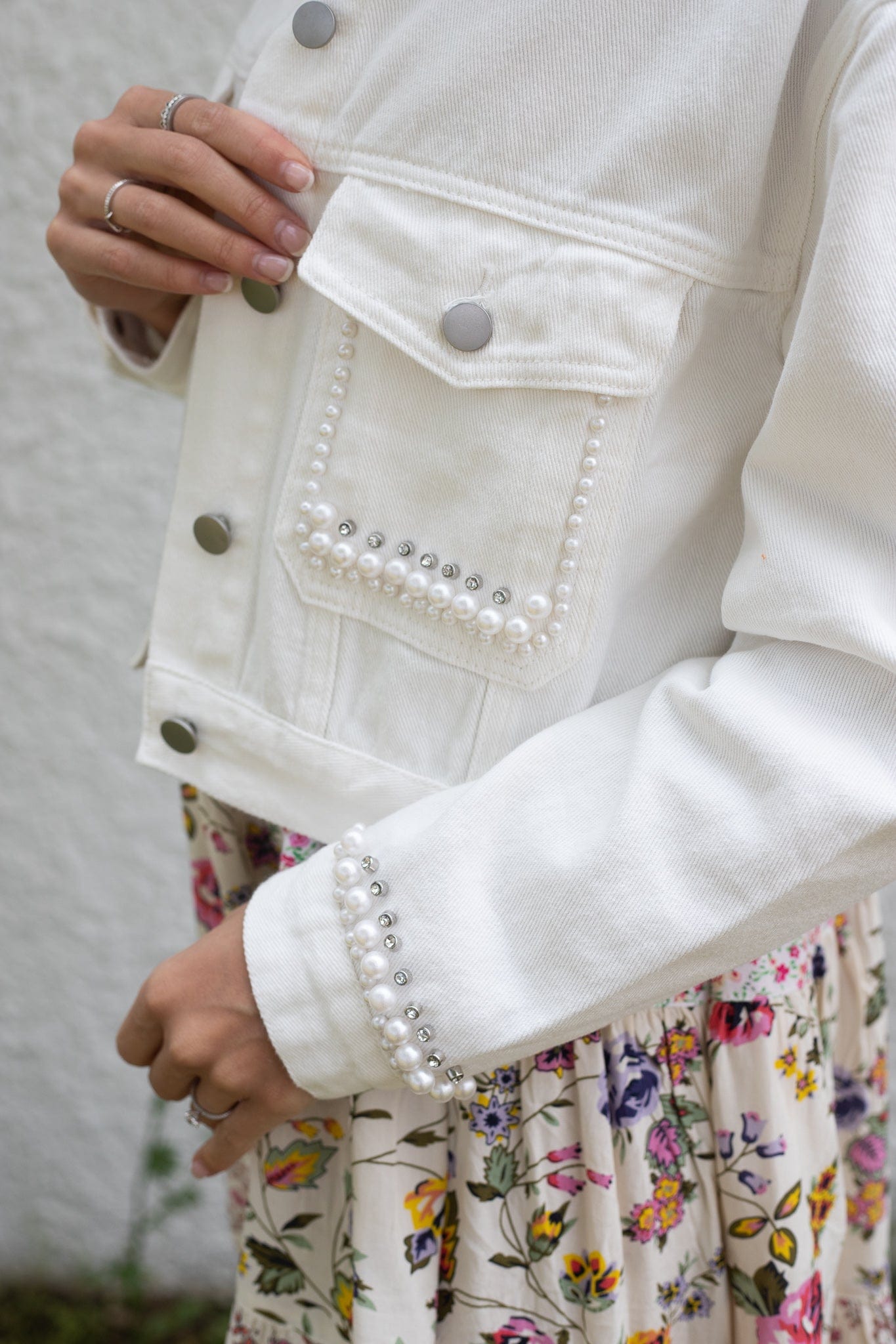 Ivory Pearl Denim Jacket