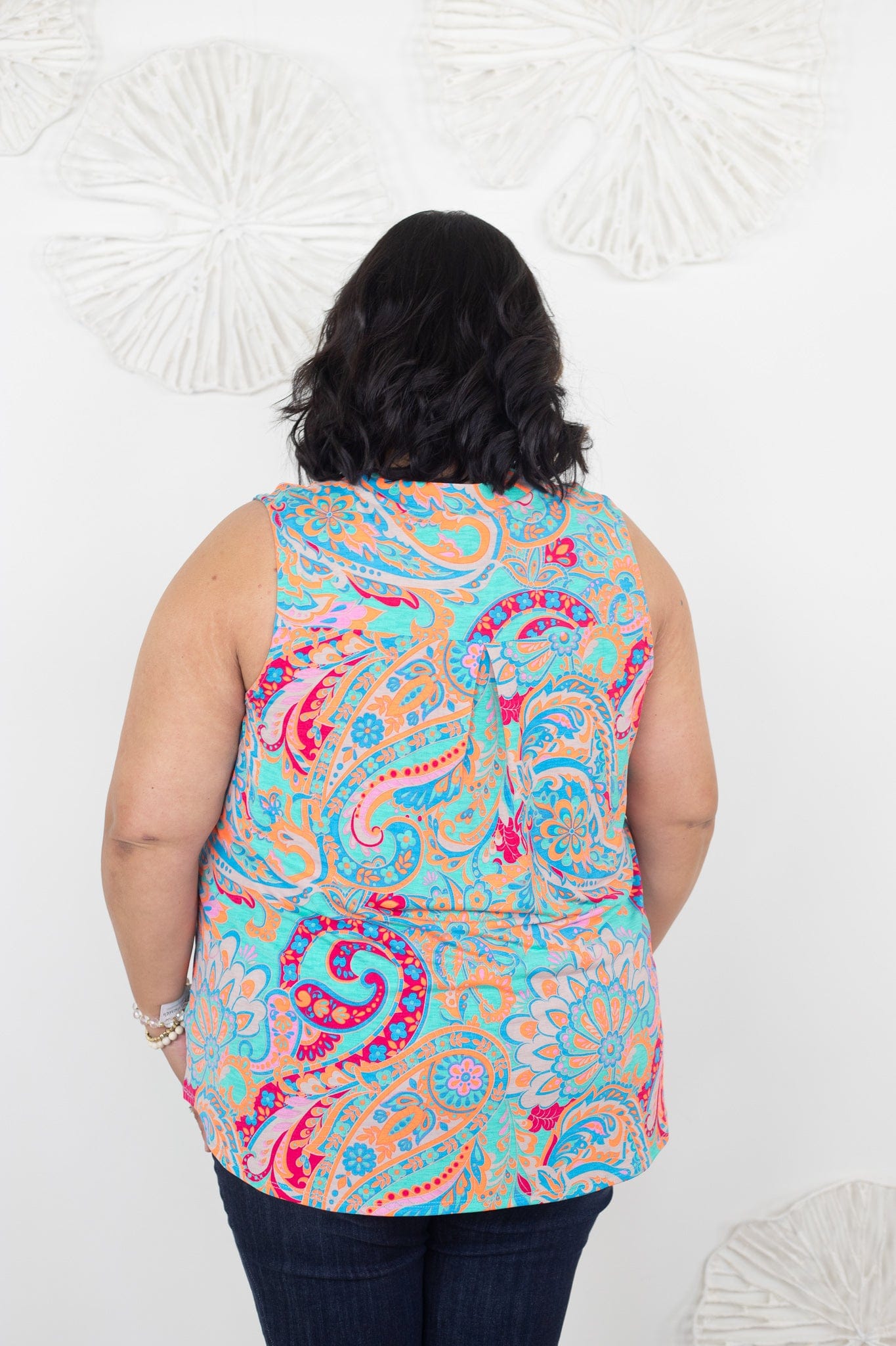 Mint & Orange Paisley Tank