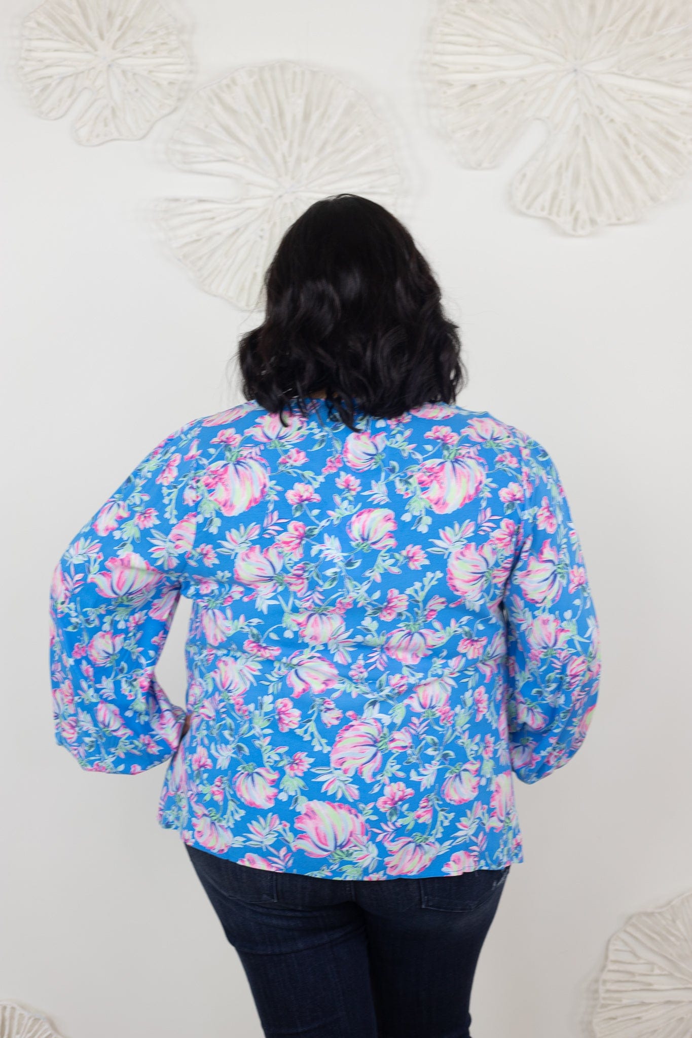 Aqua Floral Blouse