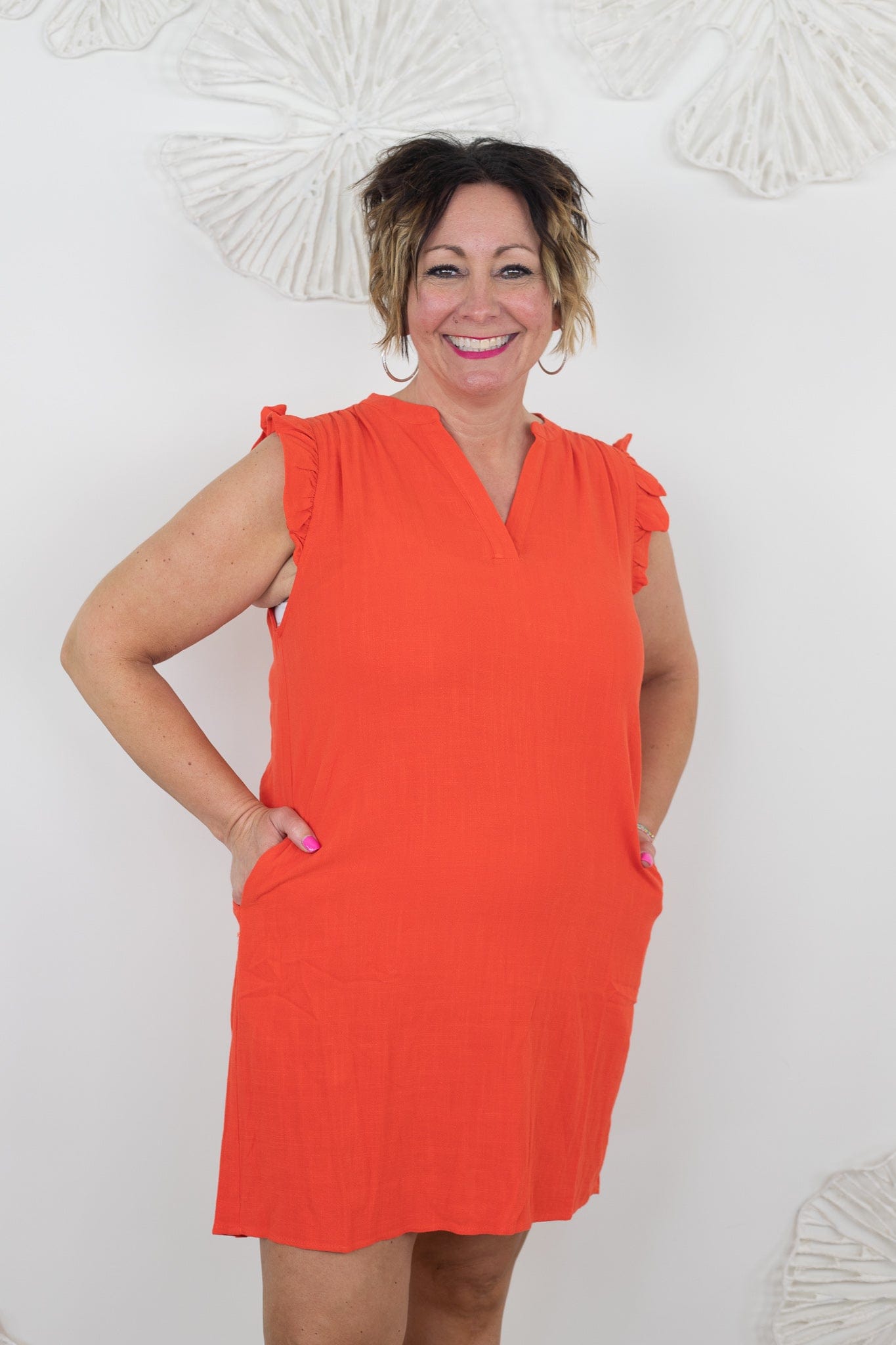Hot Coral Linen Dress