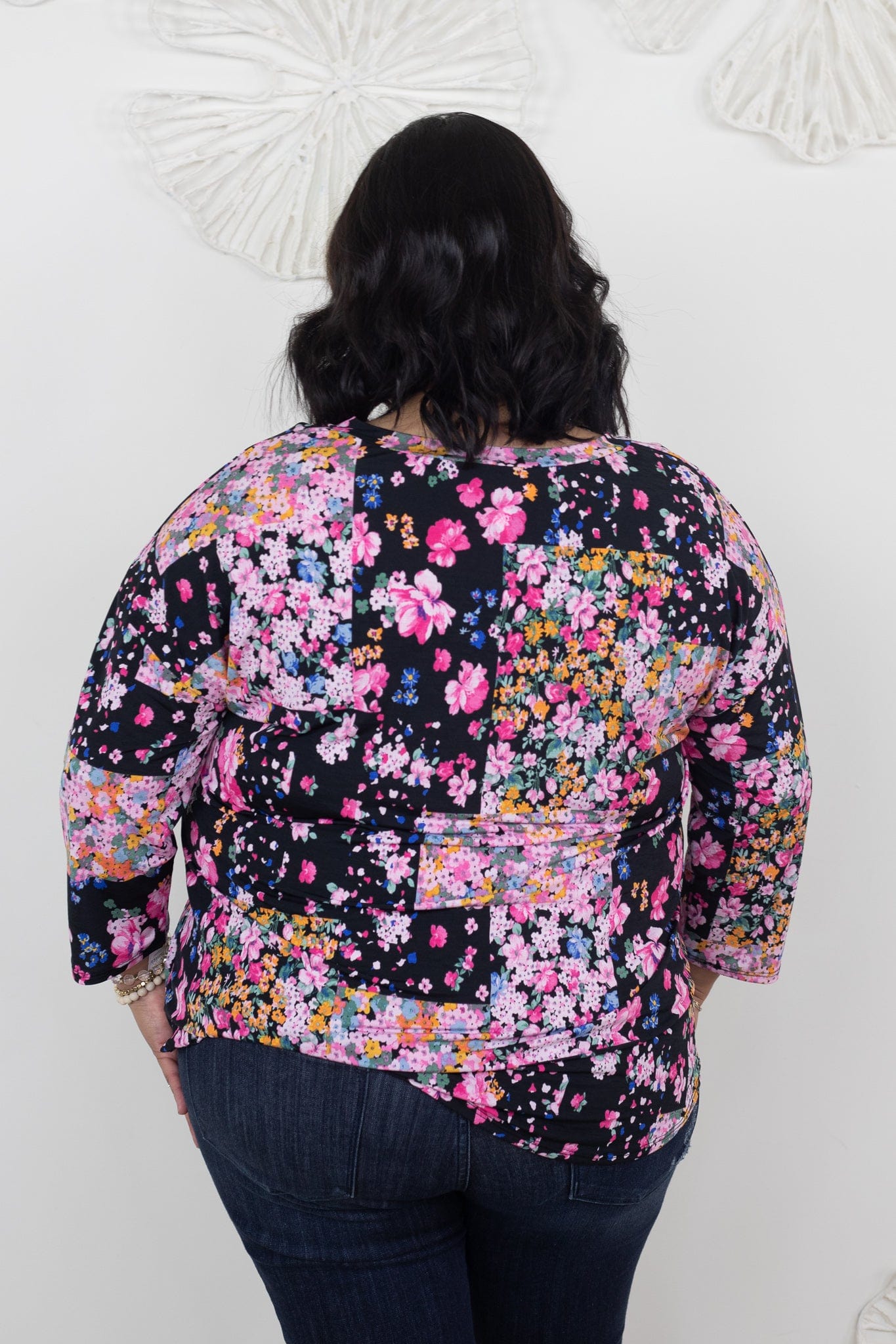 Black & Pink Floral Top