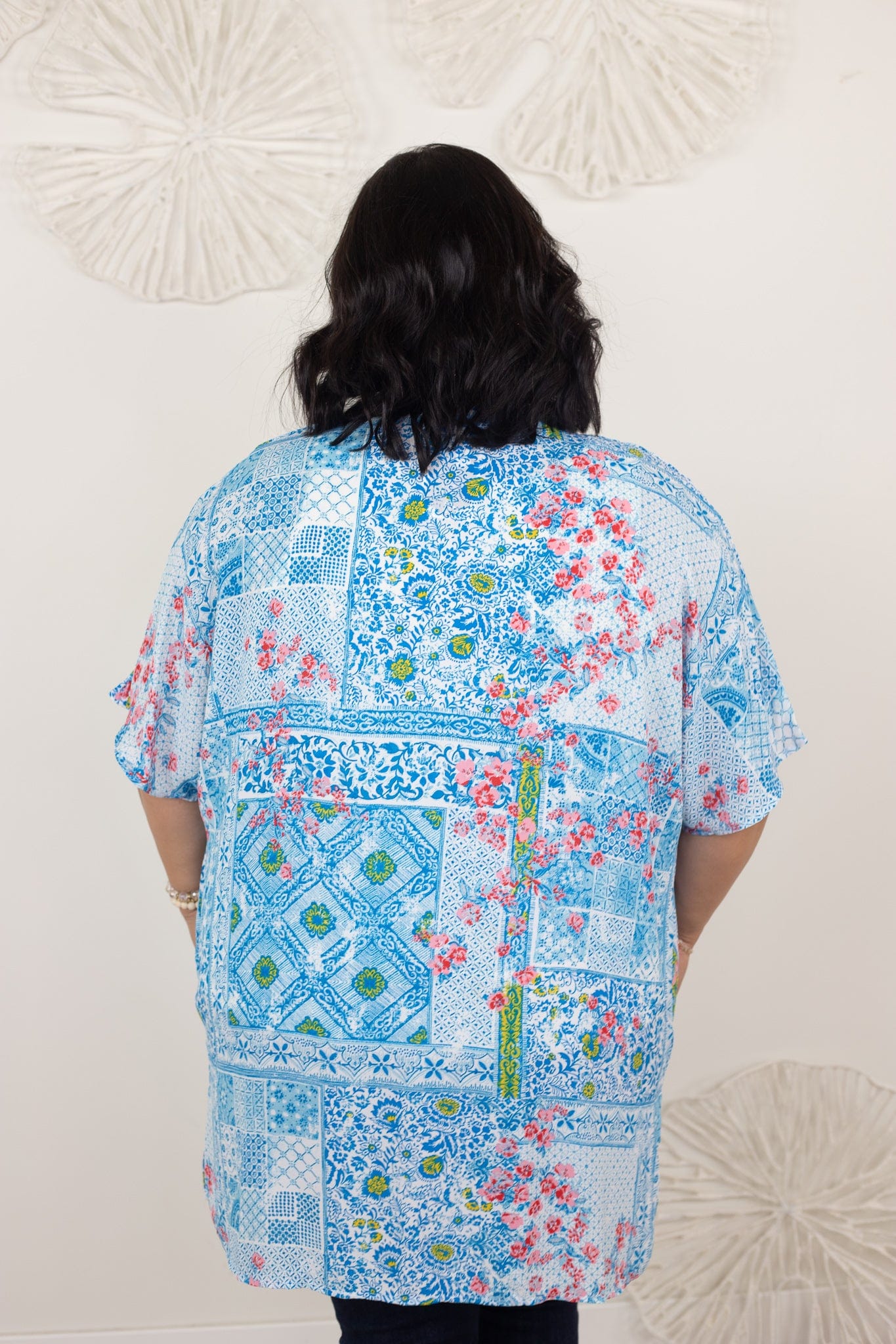 Ocean Blue Patchwork Kimono