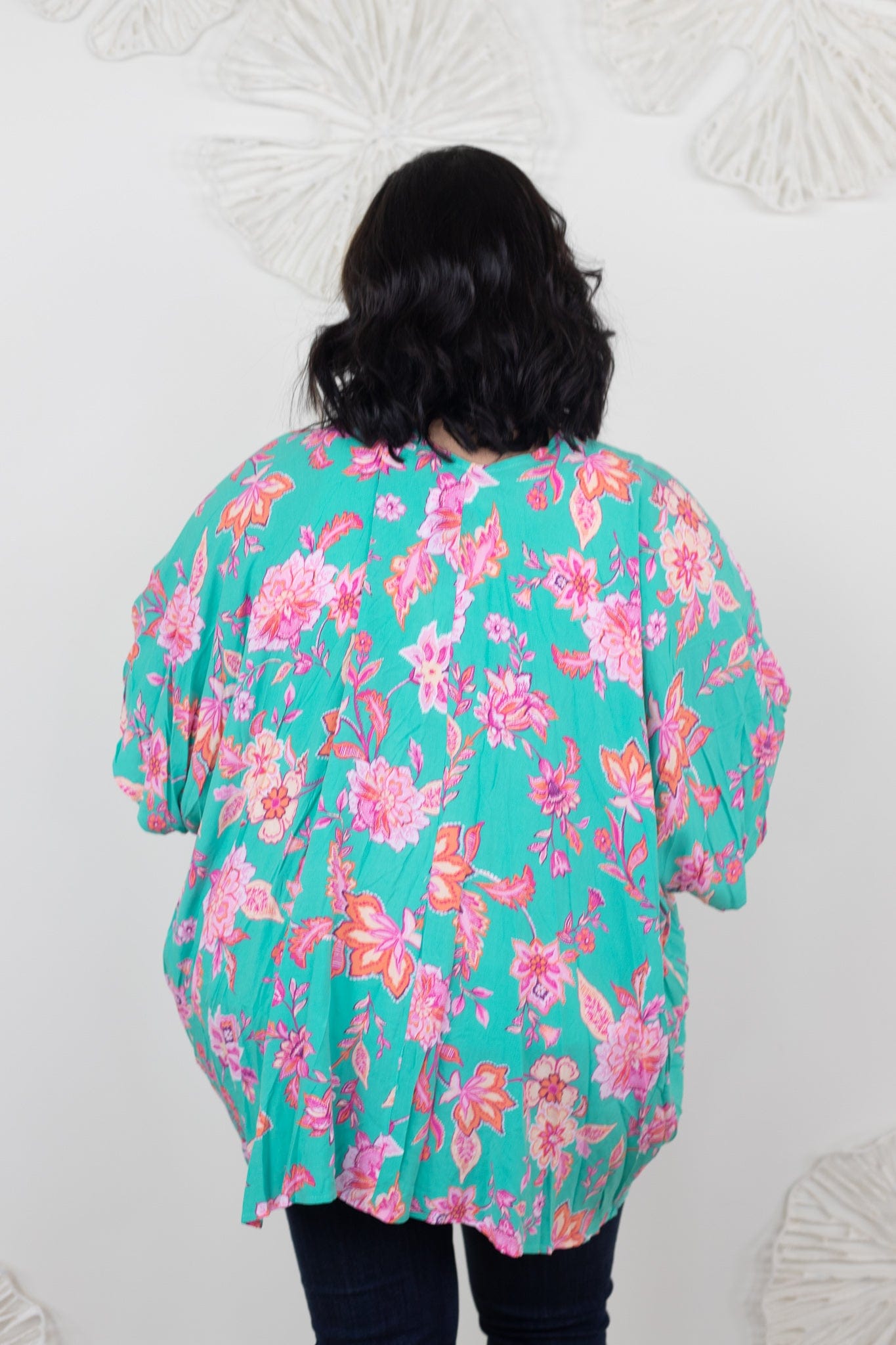 Emerald & Magenta Floral Kimono
