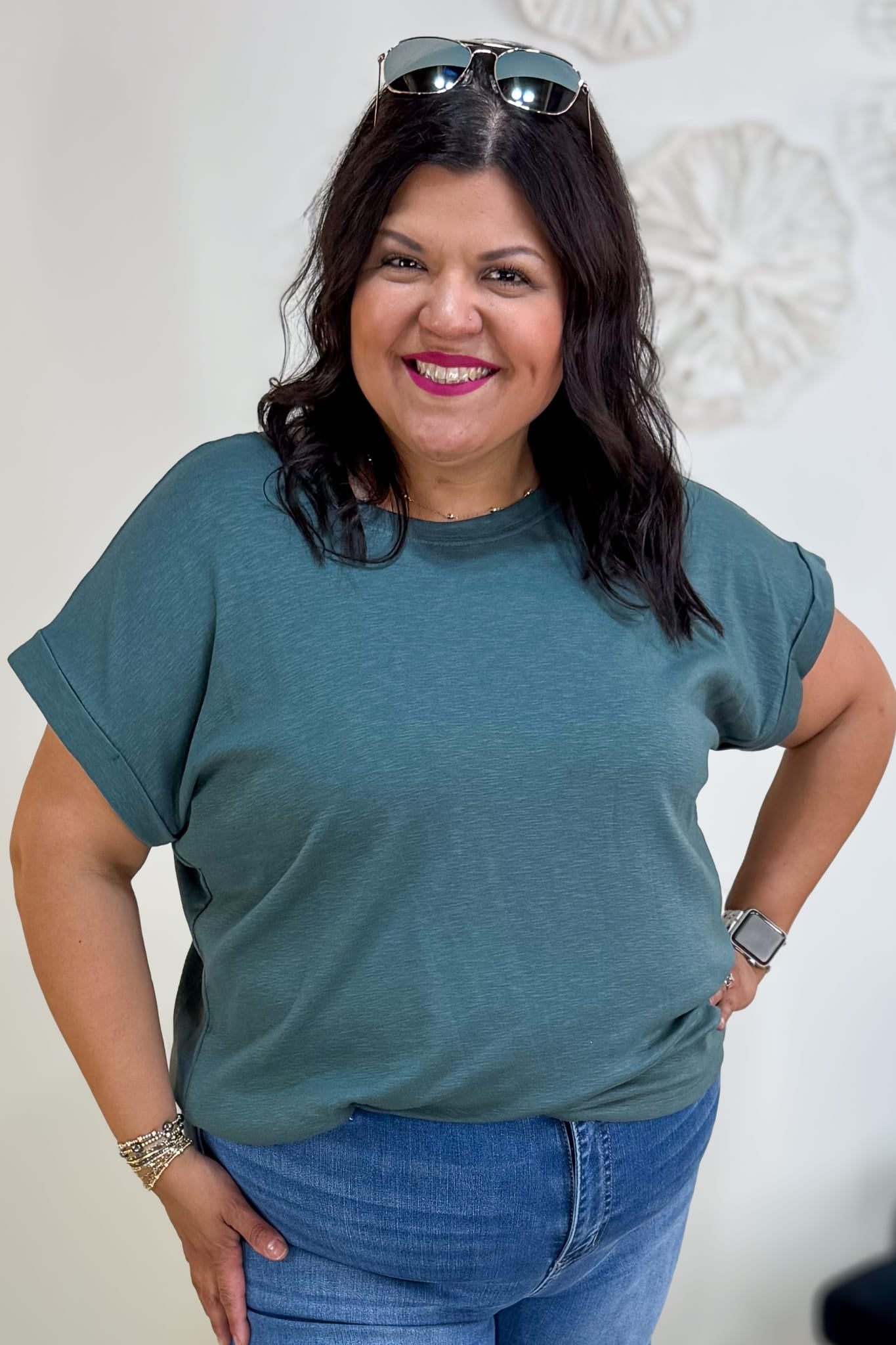 Ash Jade Modal Rolled Sleeve Tee
