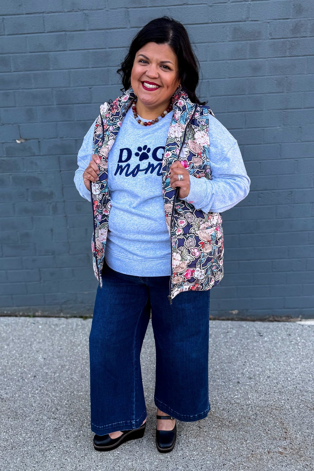 Grey Dog Mom Sweatshirt Styled