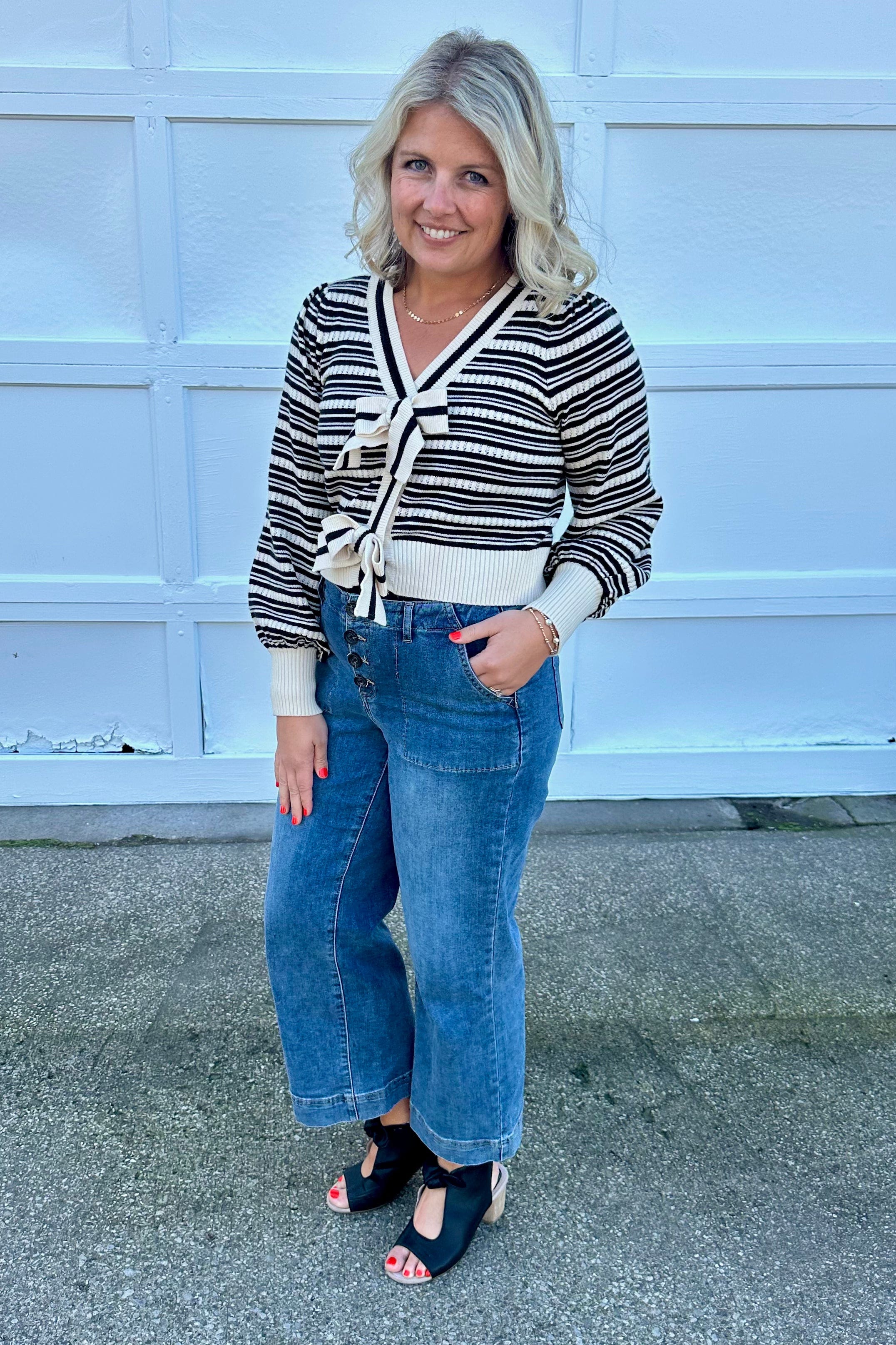 Black & Taupe Cropped Sweater styled