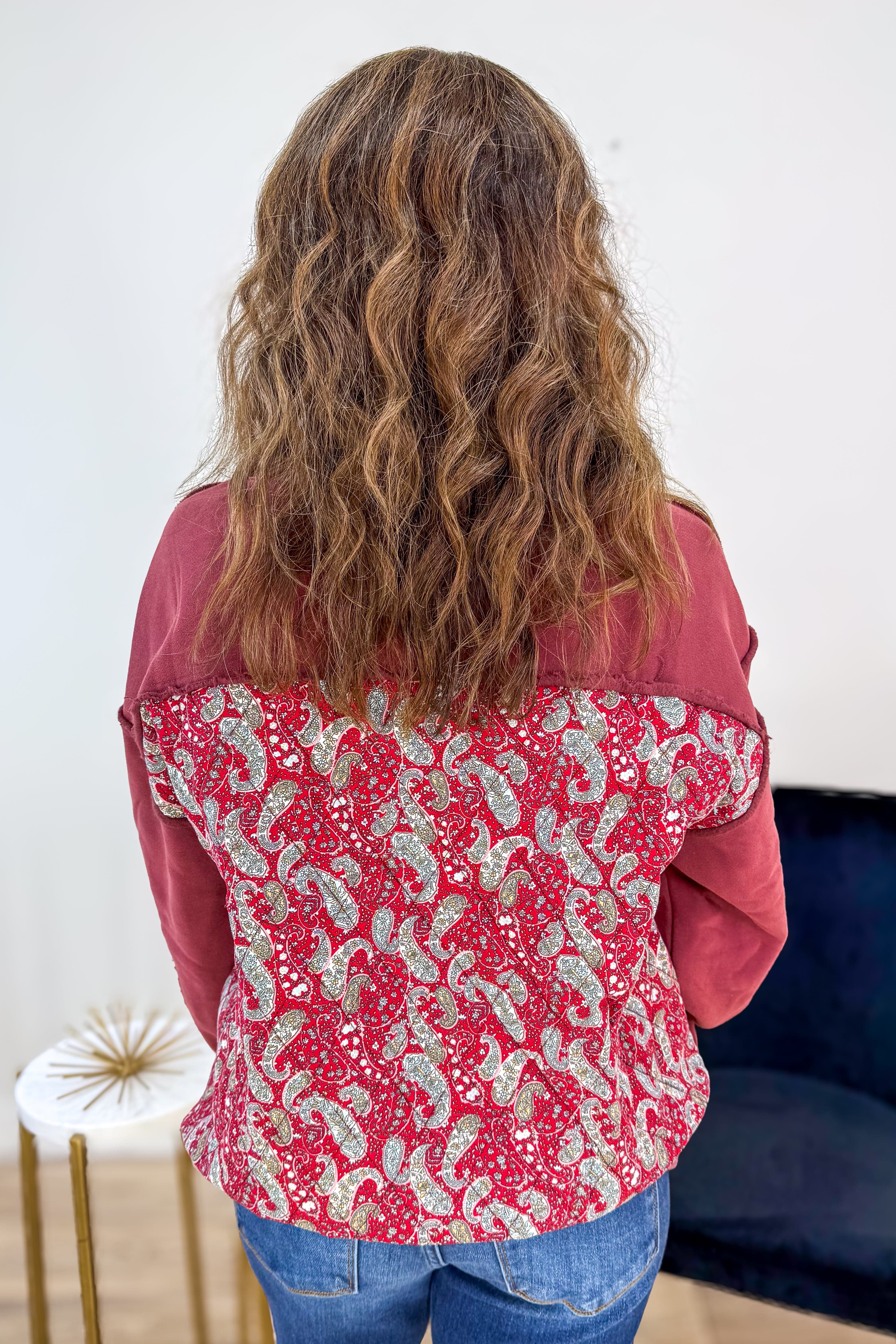 Mulberry Quilted Mix Print Washed Terry Pullover Back