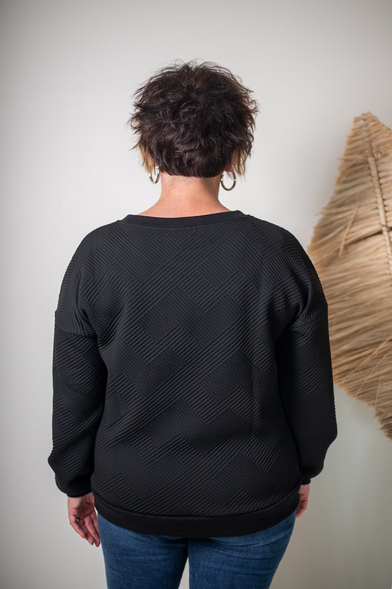 Black Texture Knit Top