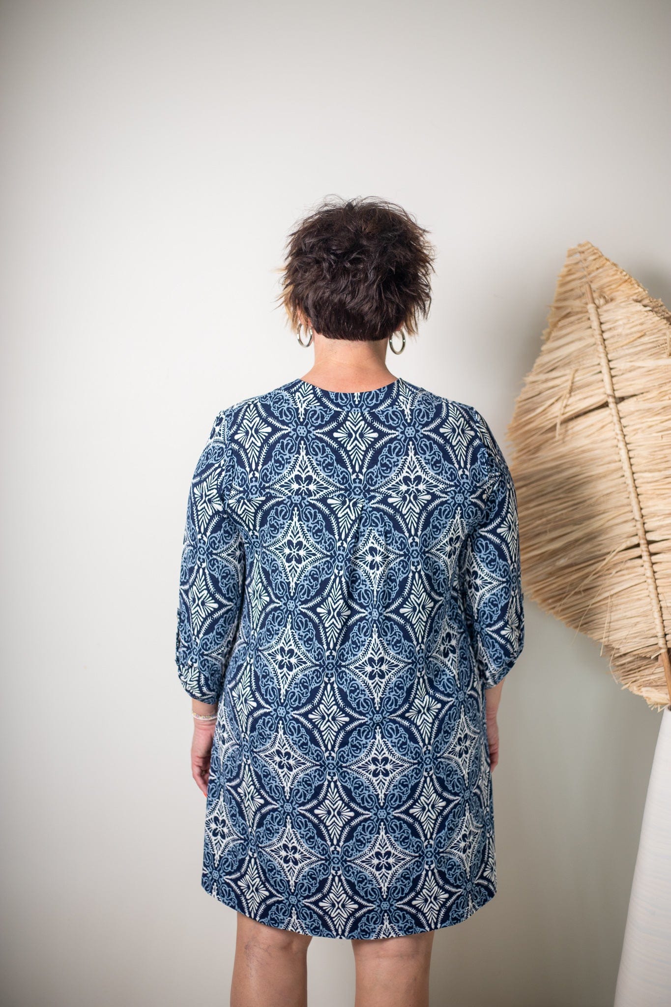 Navy Textured Print Scarlett Dress