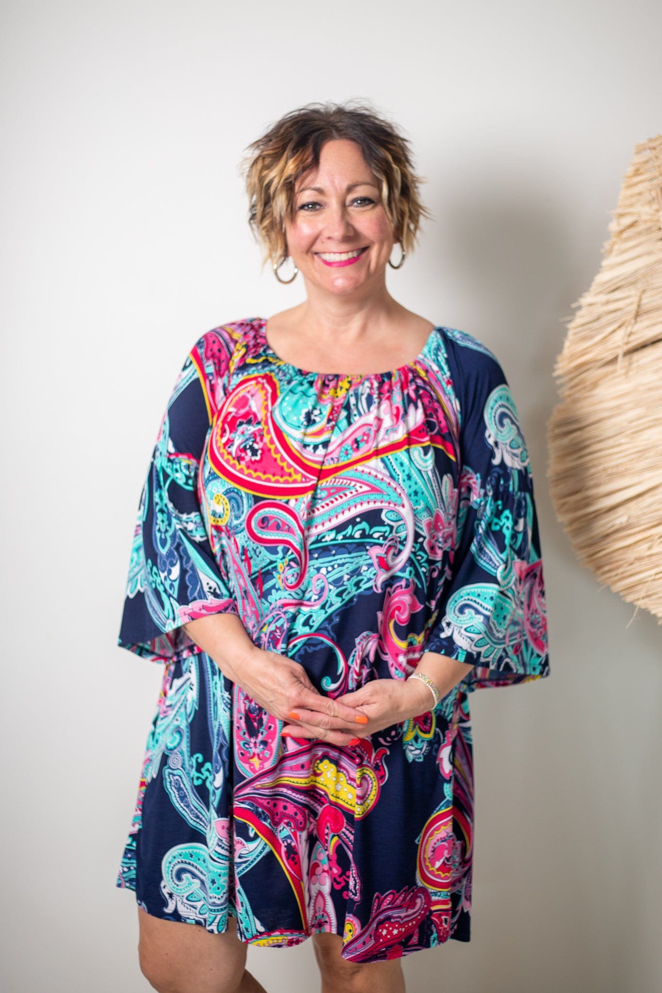 Navy Paisley Mia Scoop Dress