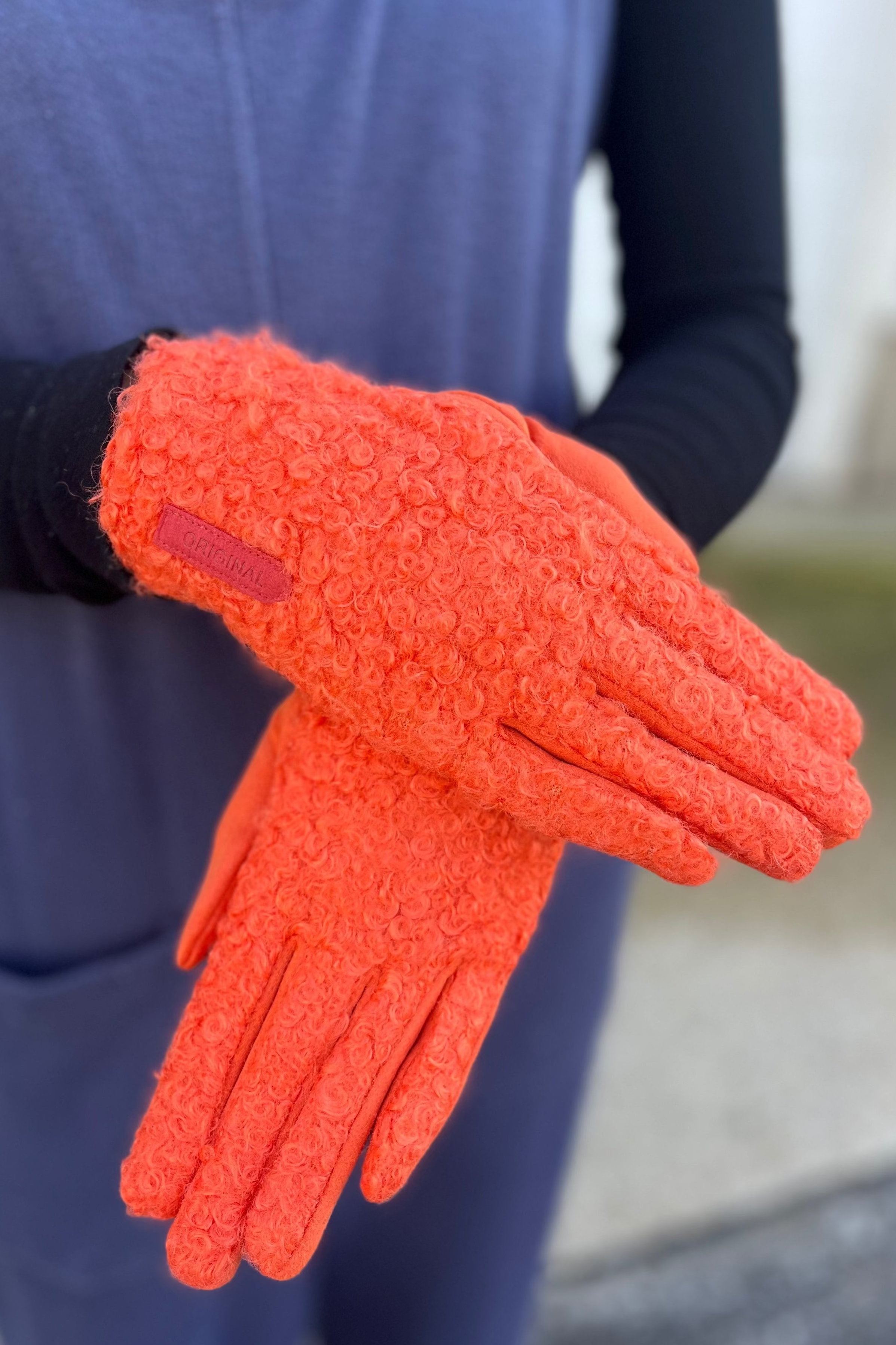 Orange Boucle & Suede Glove