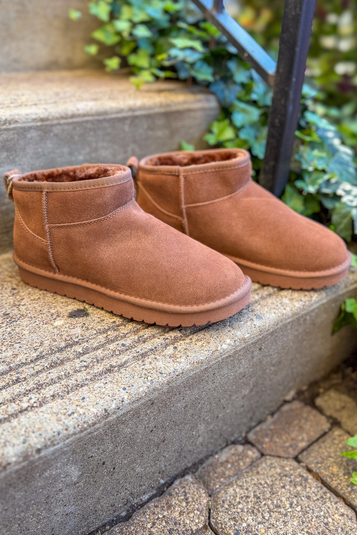 Genovera Tobacco Suede Fur Lined Ankle Boot