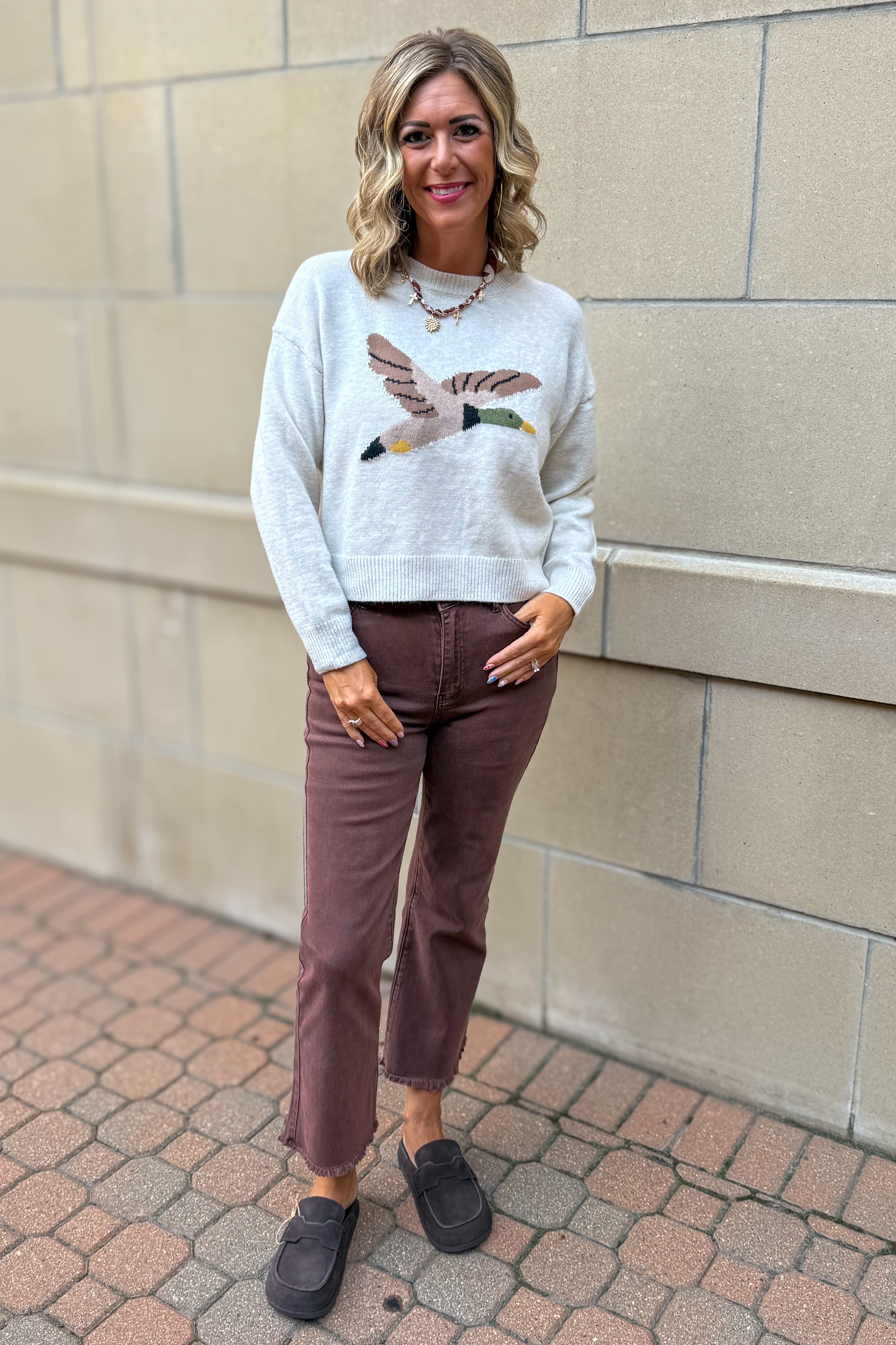 Ivory Flying Duck Sweater Styled