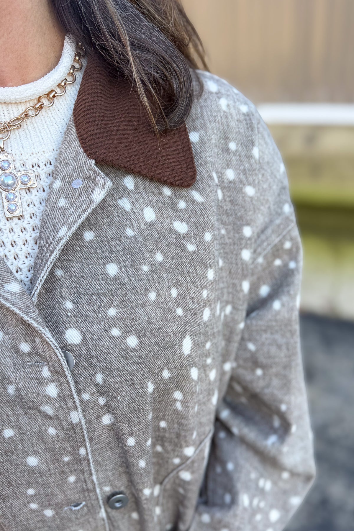 Mocha Bambi Barn Jacket Detailed
