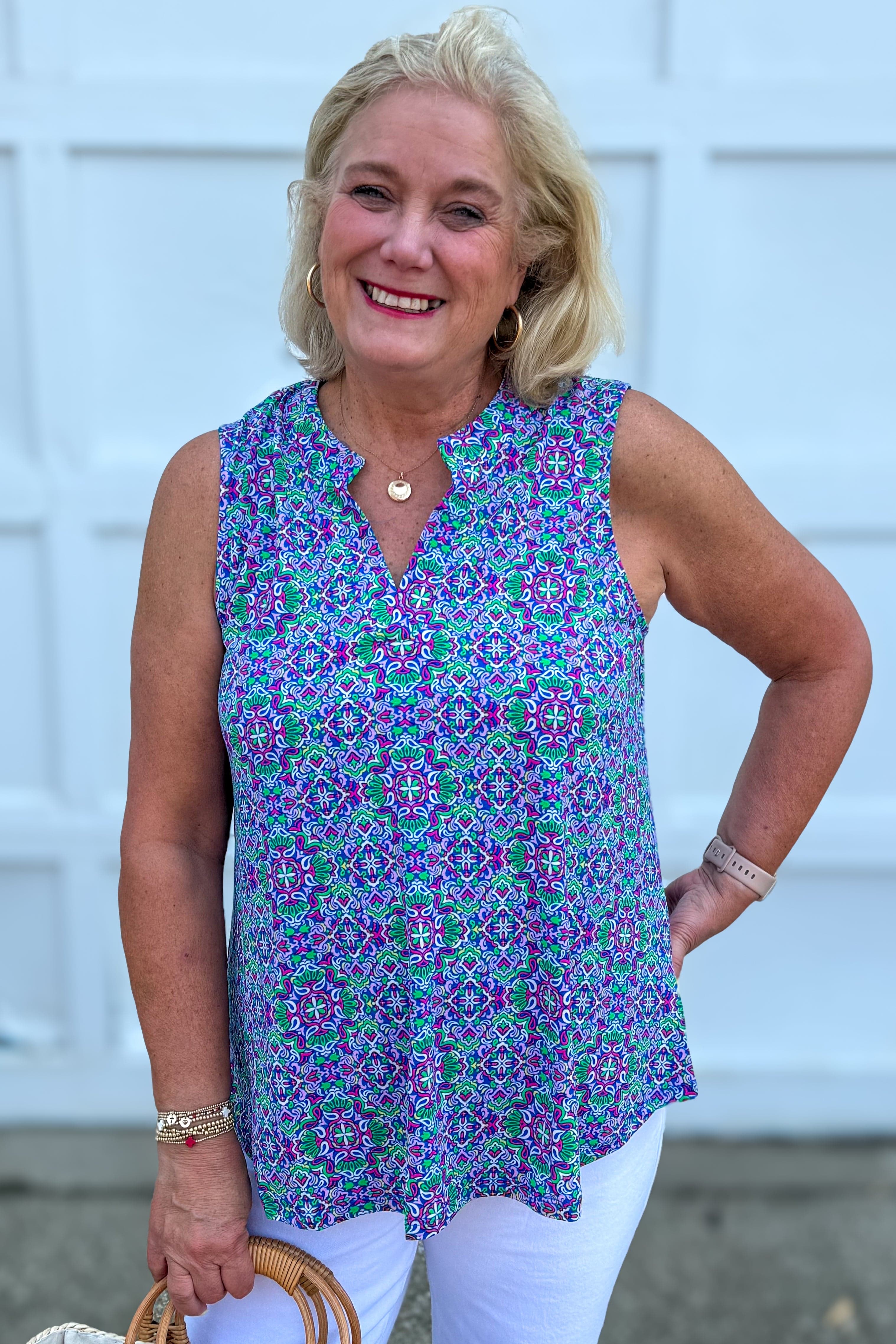 Royal Blue Mosaic Lizzy Tank