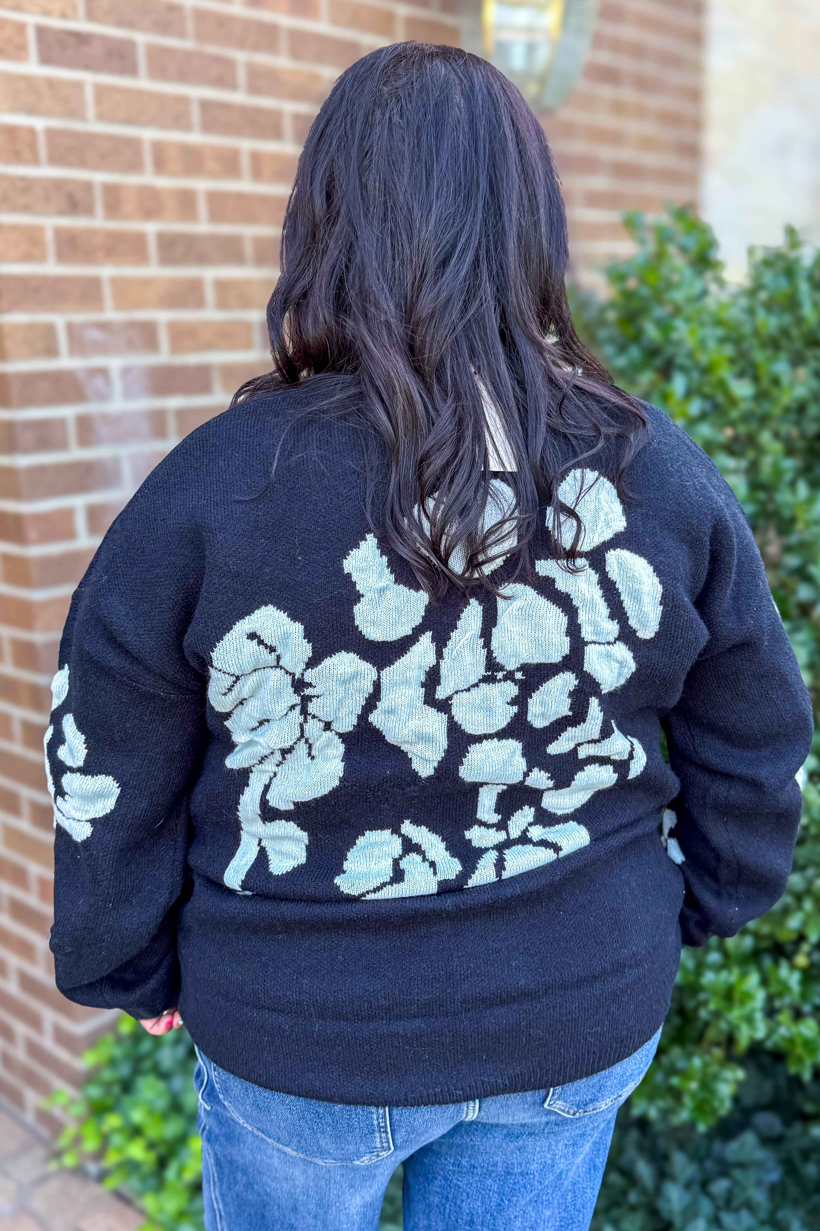 Black & Cream Floral Sweater Back