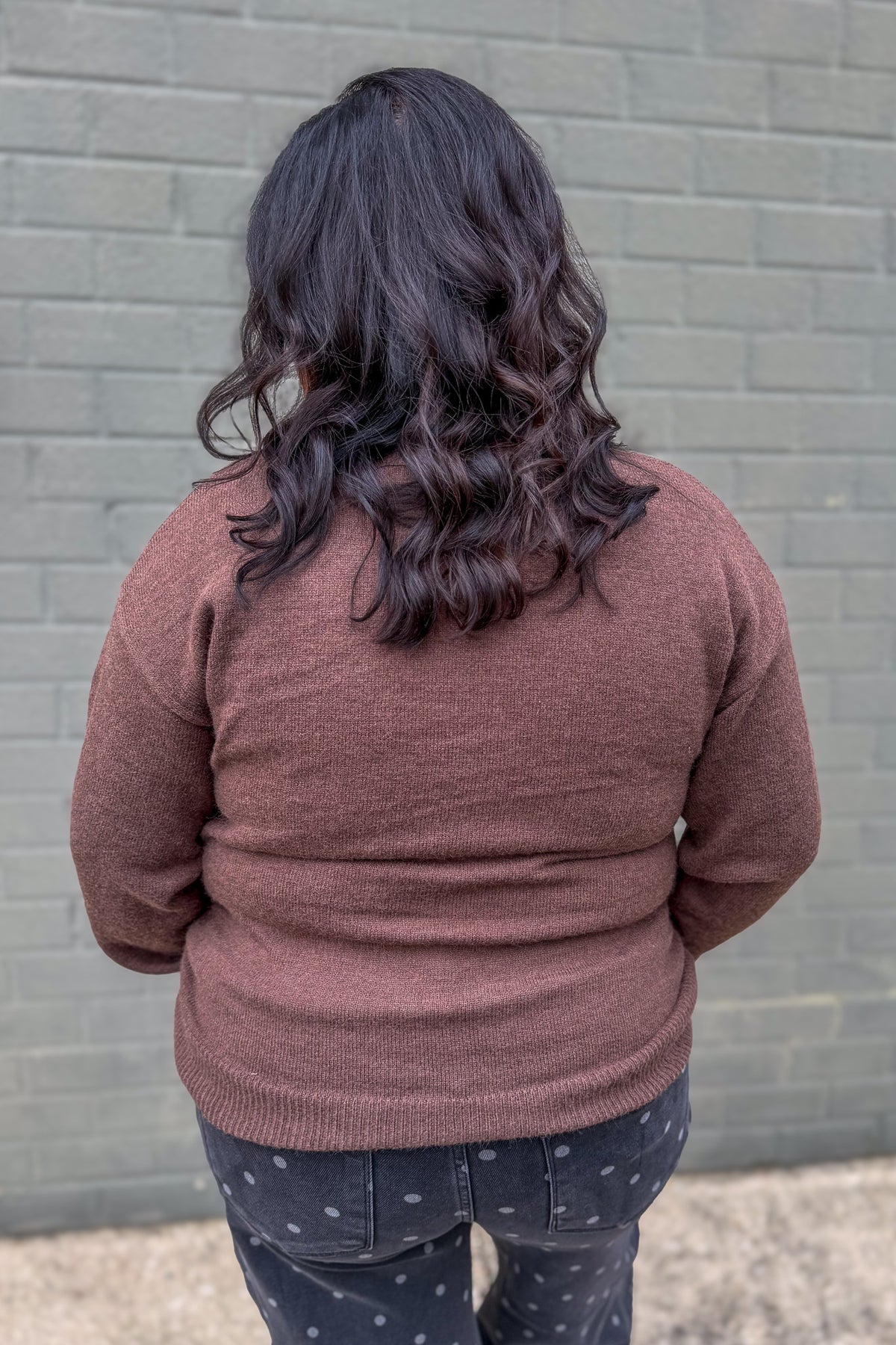 Brown Floral Embroidered Sweater ack