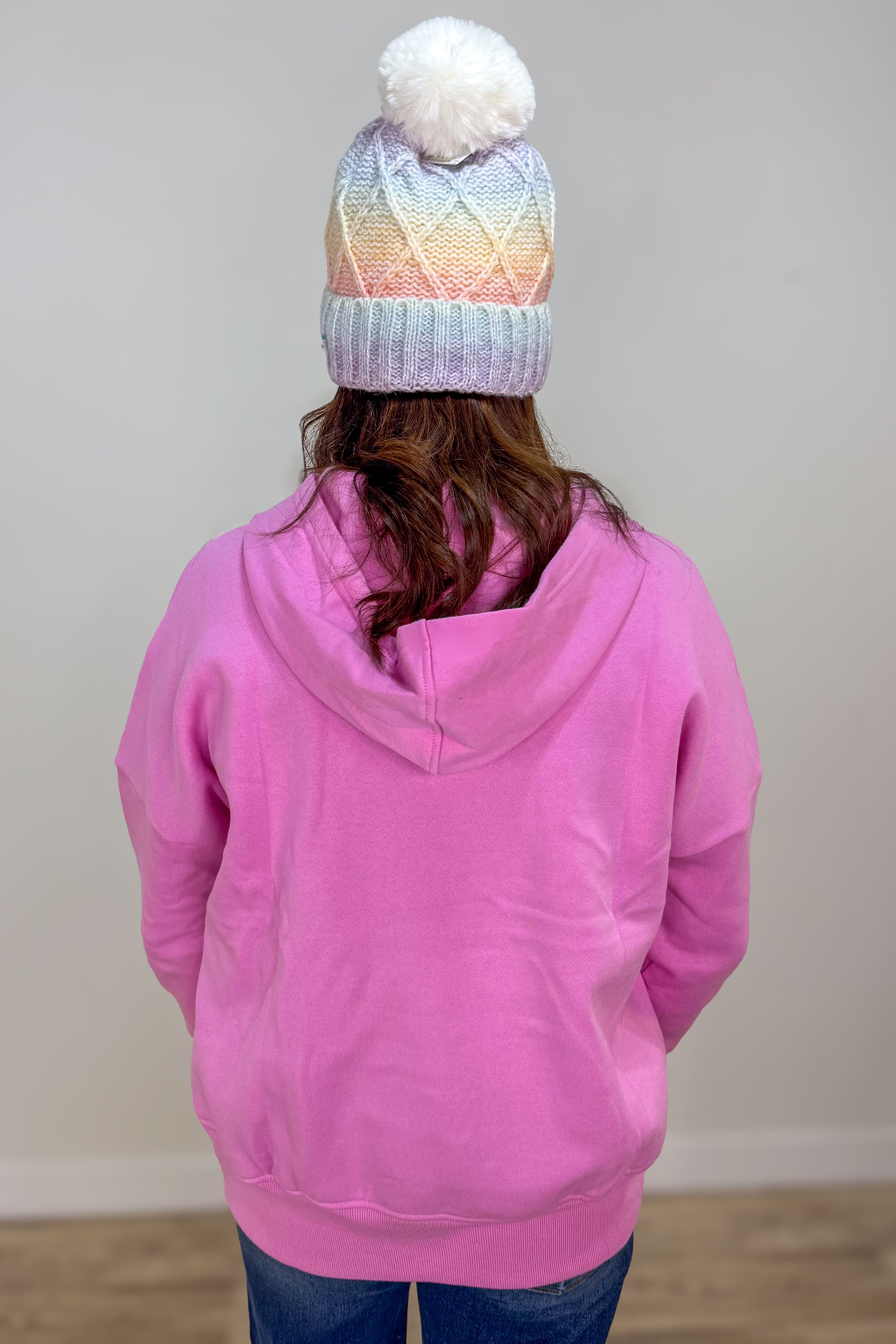Candy Pink Half Snap Hooded Sweatshirt Back