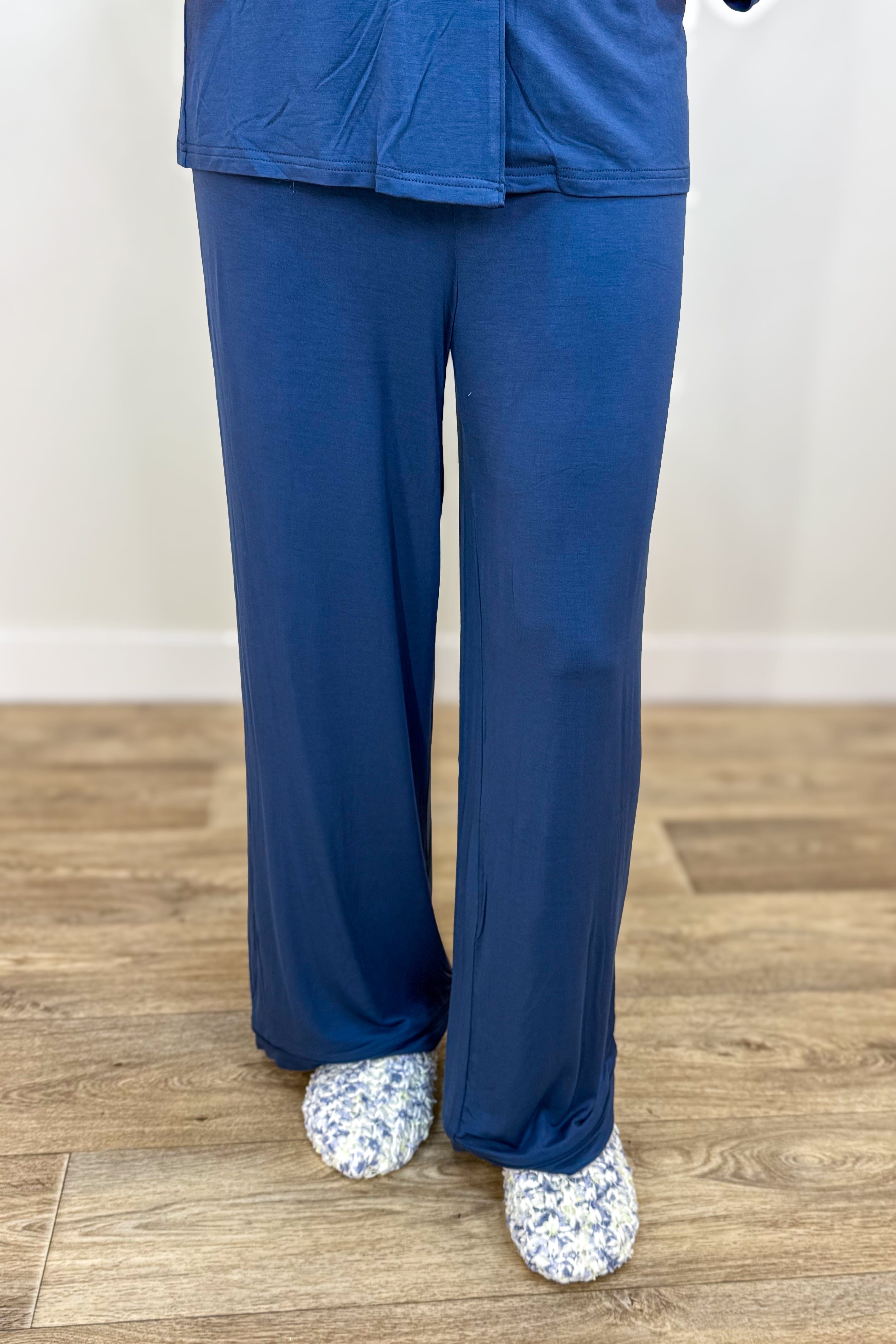 Denim Blue Bamboo Pajama Set Styled