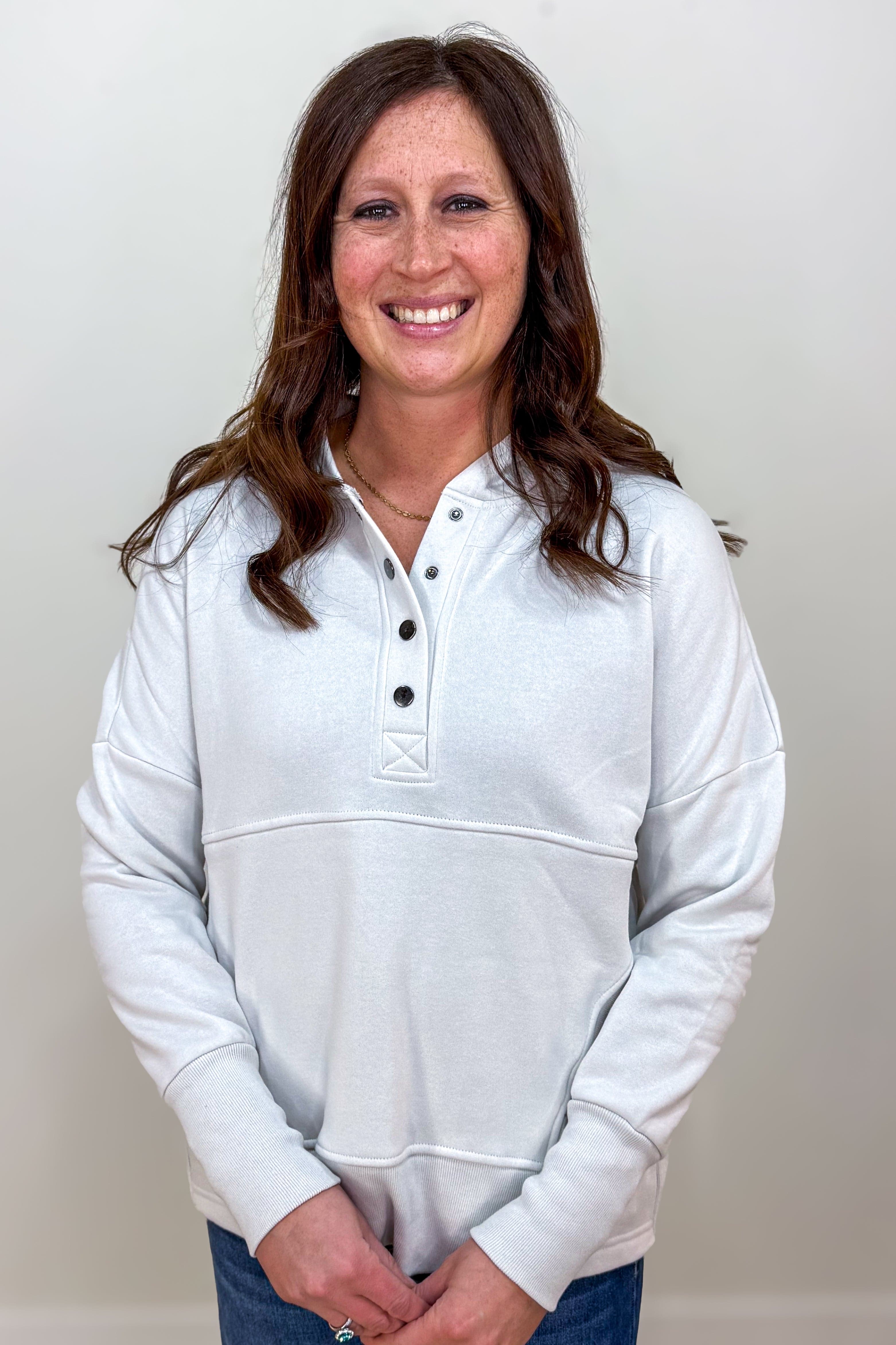 Bone Half Snap Hooded Sweatshirt