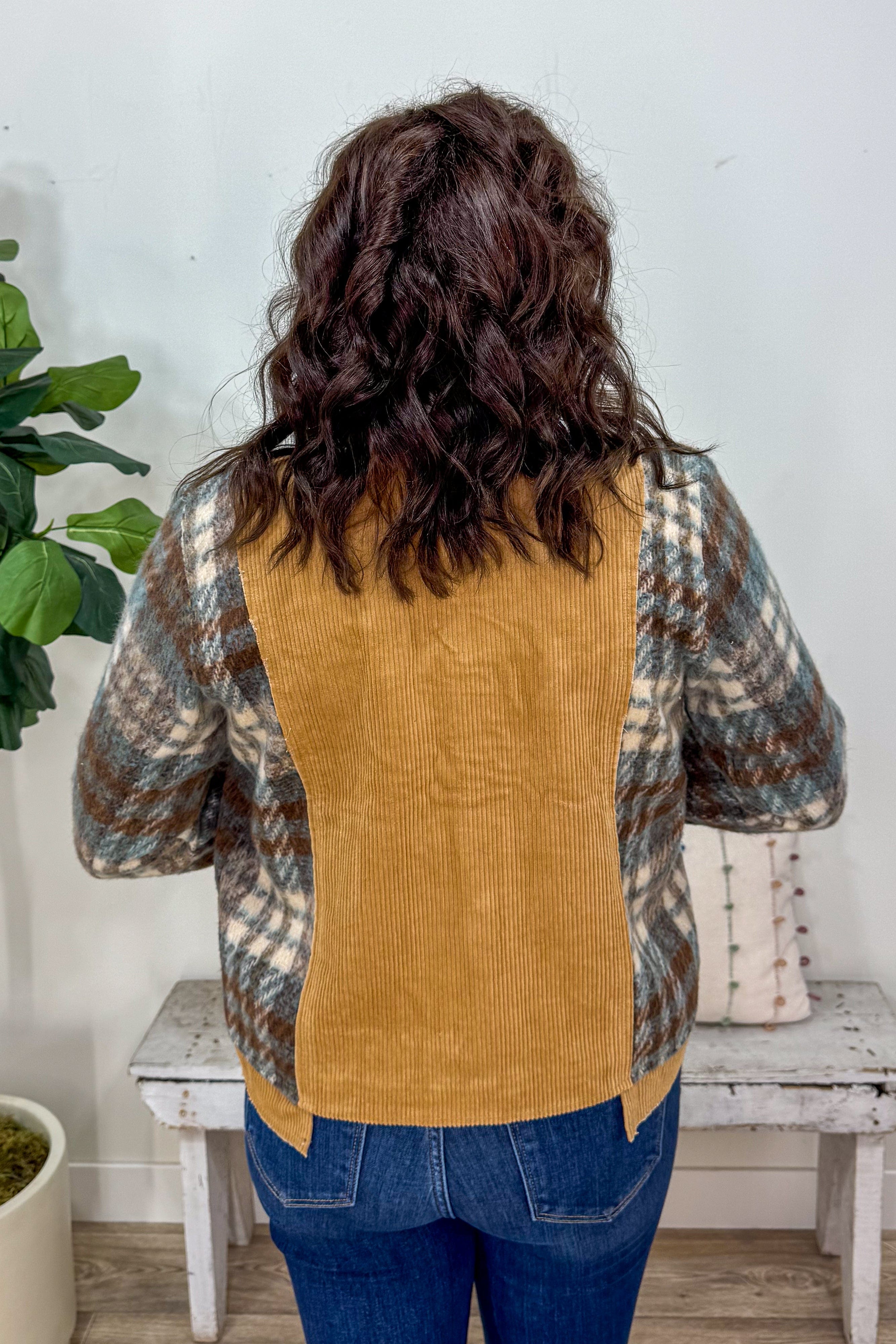 Camel & Plaid Corduroy Jacket back
