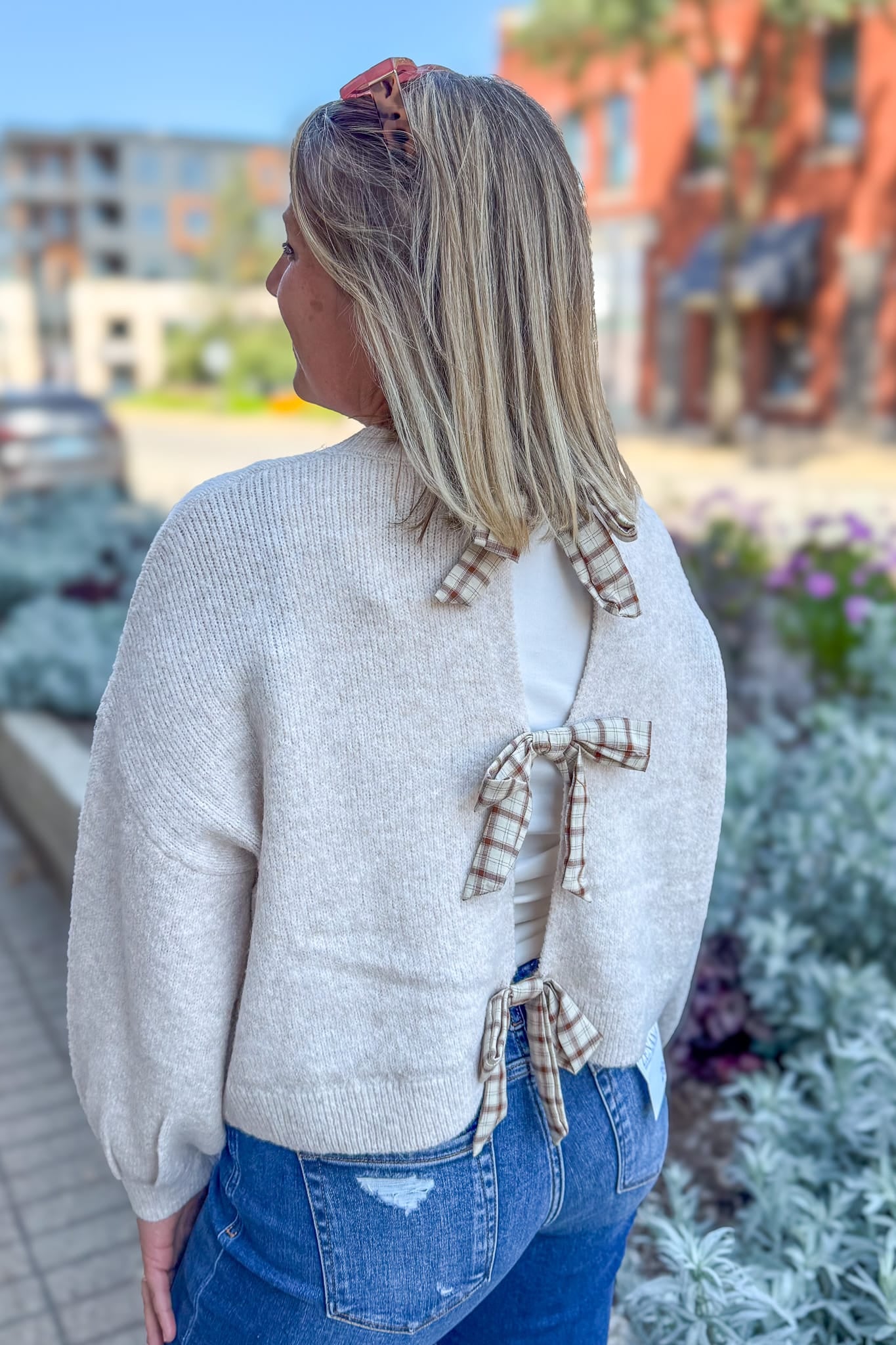 Taupe Bow Back Detail Sweater Back