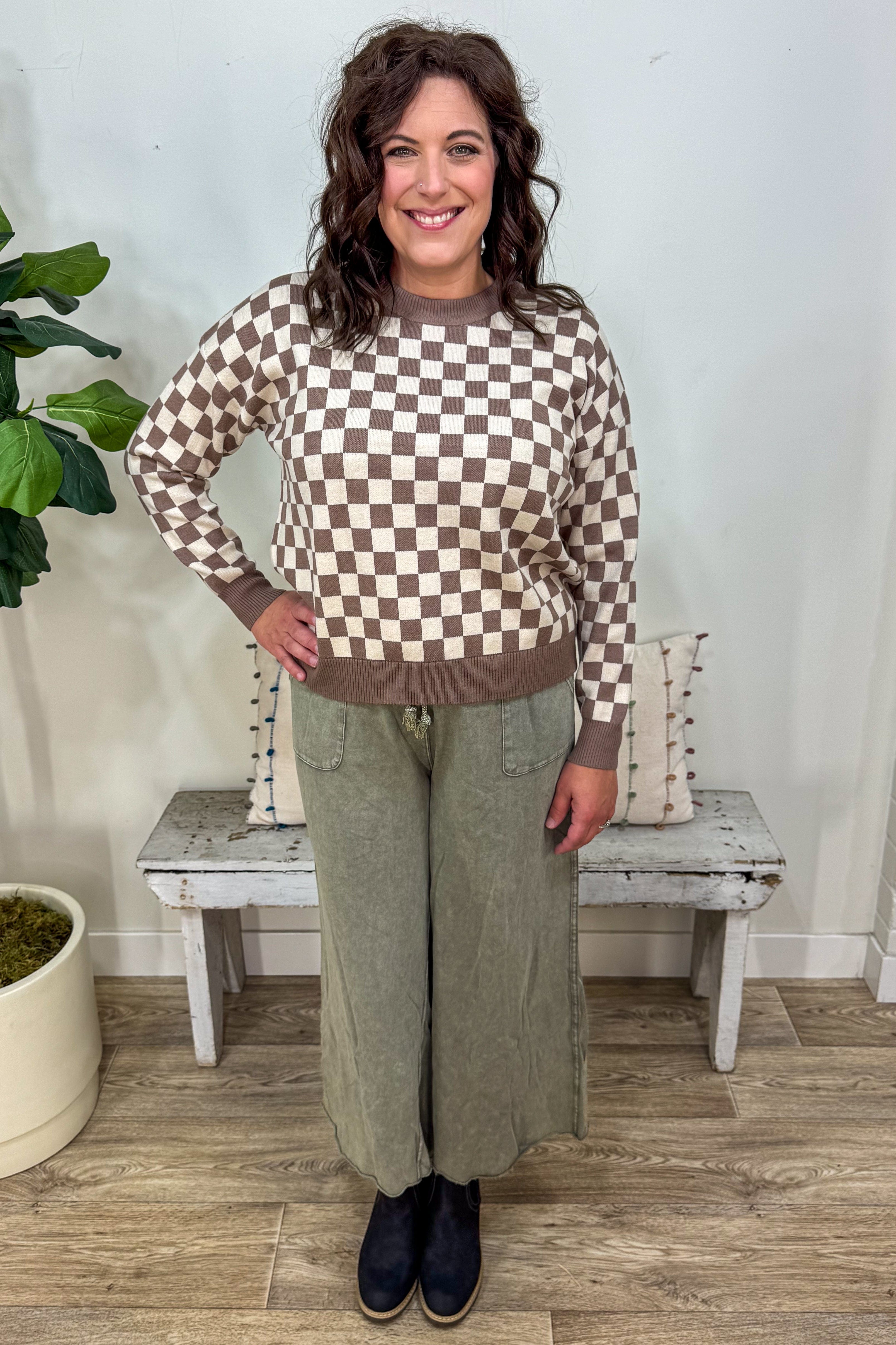Ash Terry Knit Wide Leg Pant styled