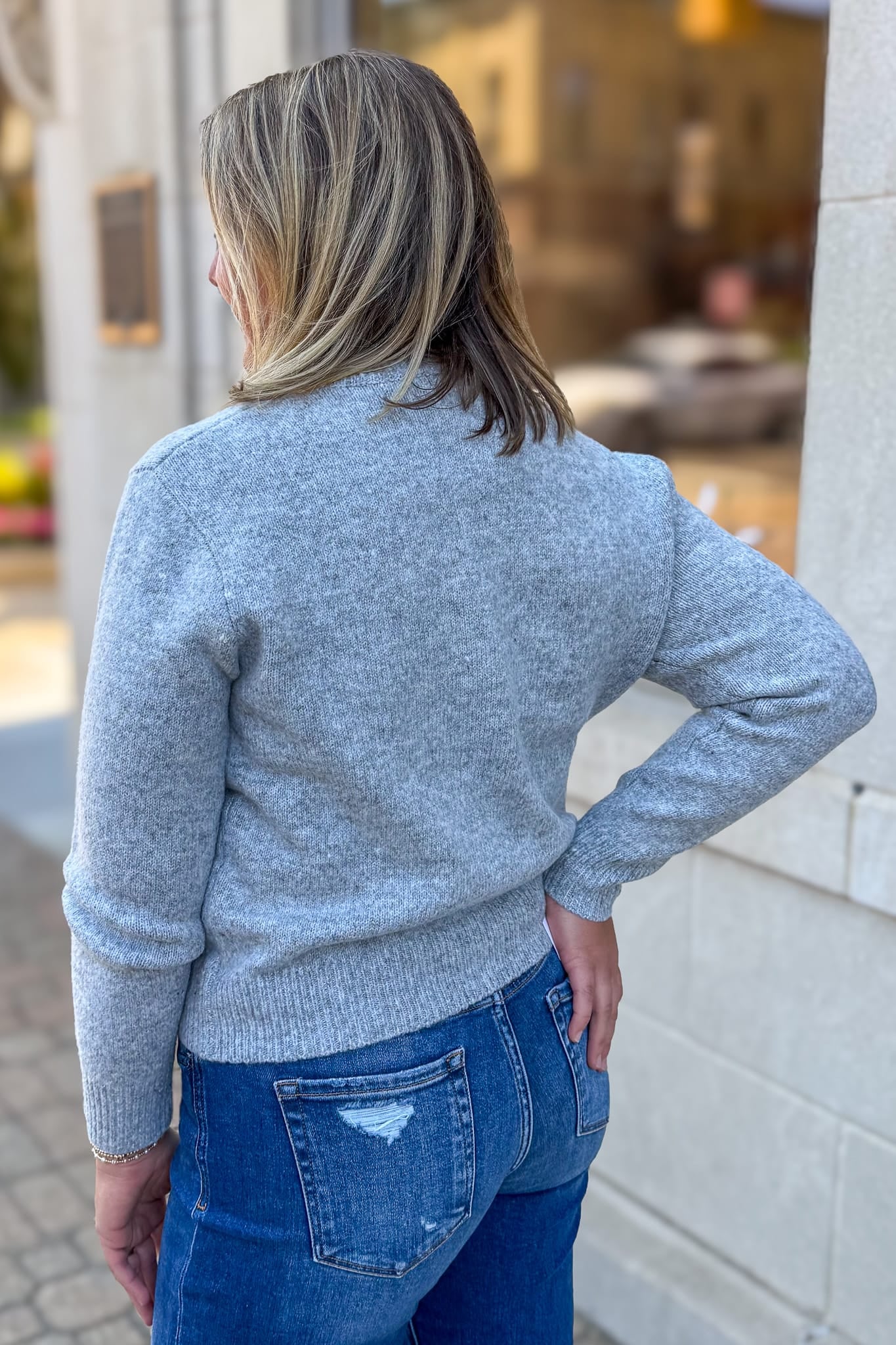 Grey Rooster Sweater Back