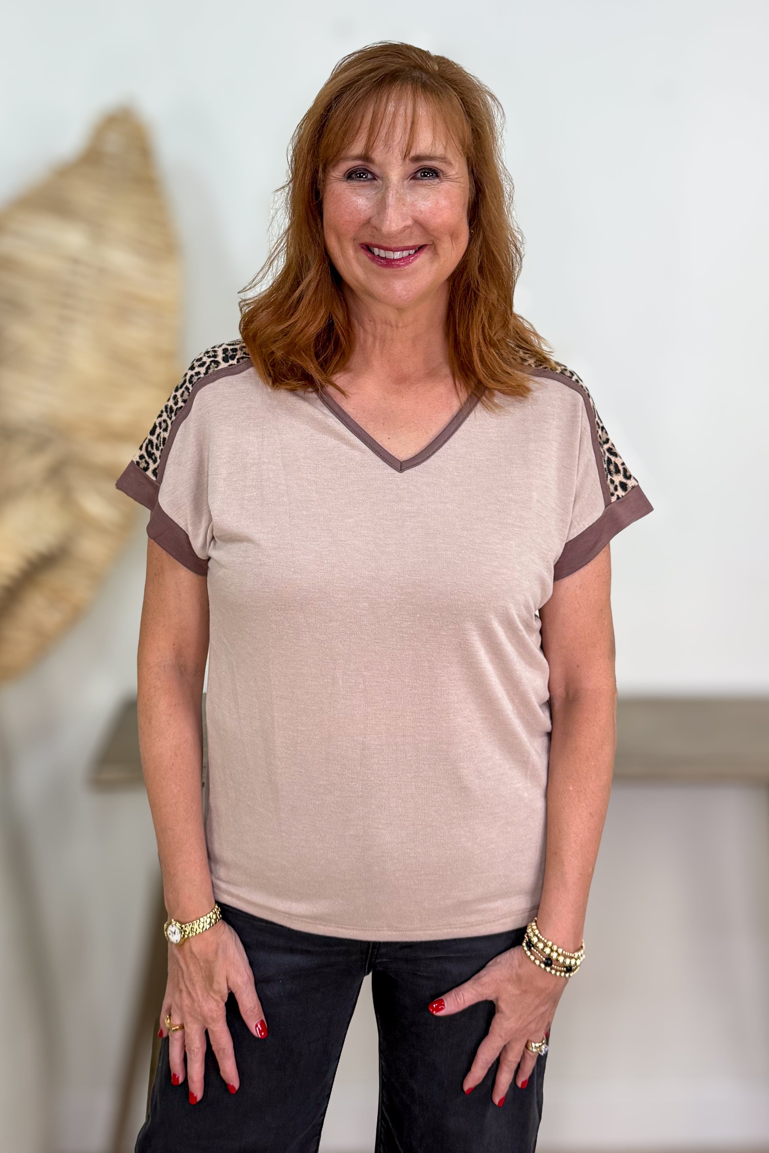 Animal Print Shoulder Top