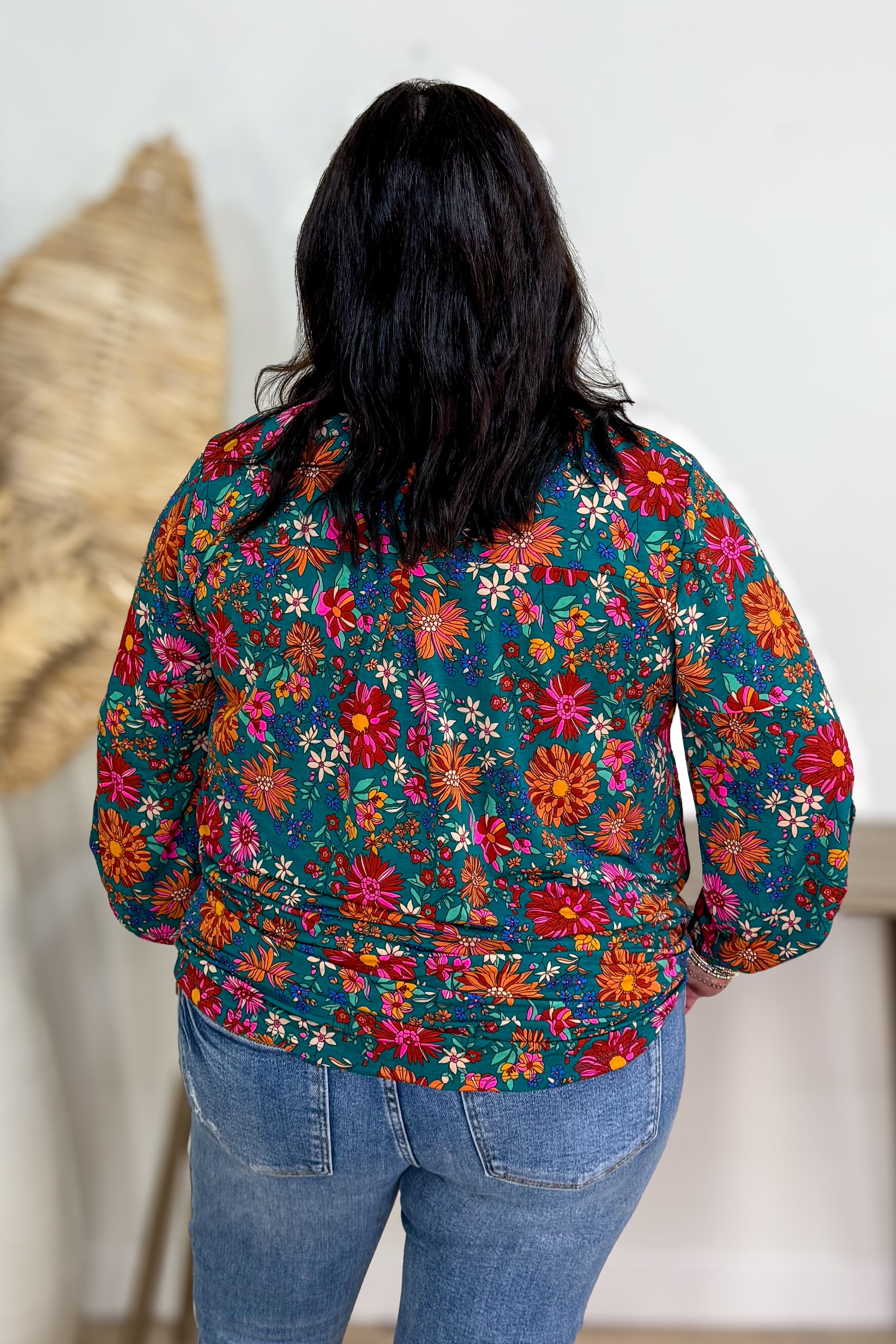 Emerald Green Floral Lizzy Blouse back