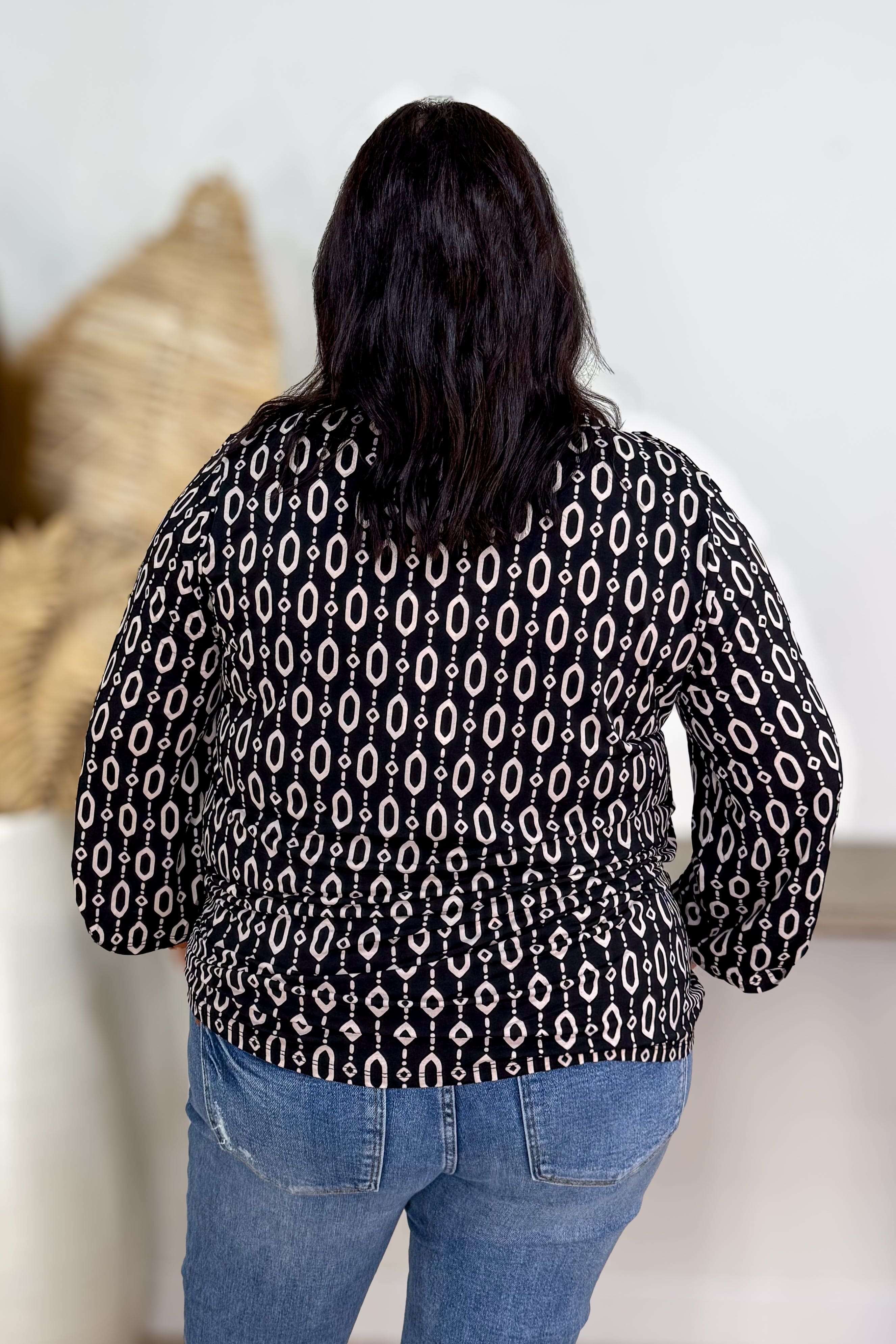 Black Geo Dot Button Lizzy Blouse back