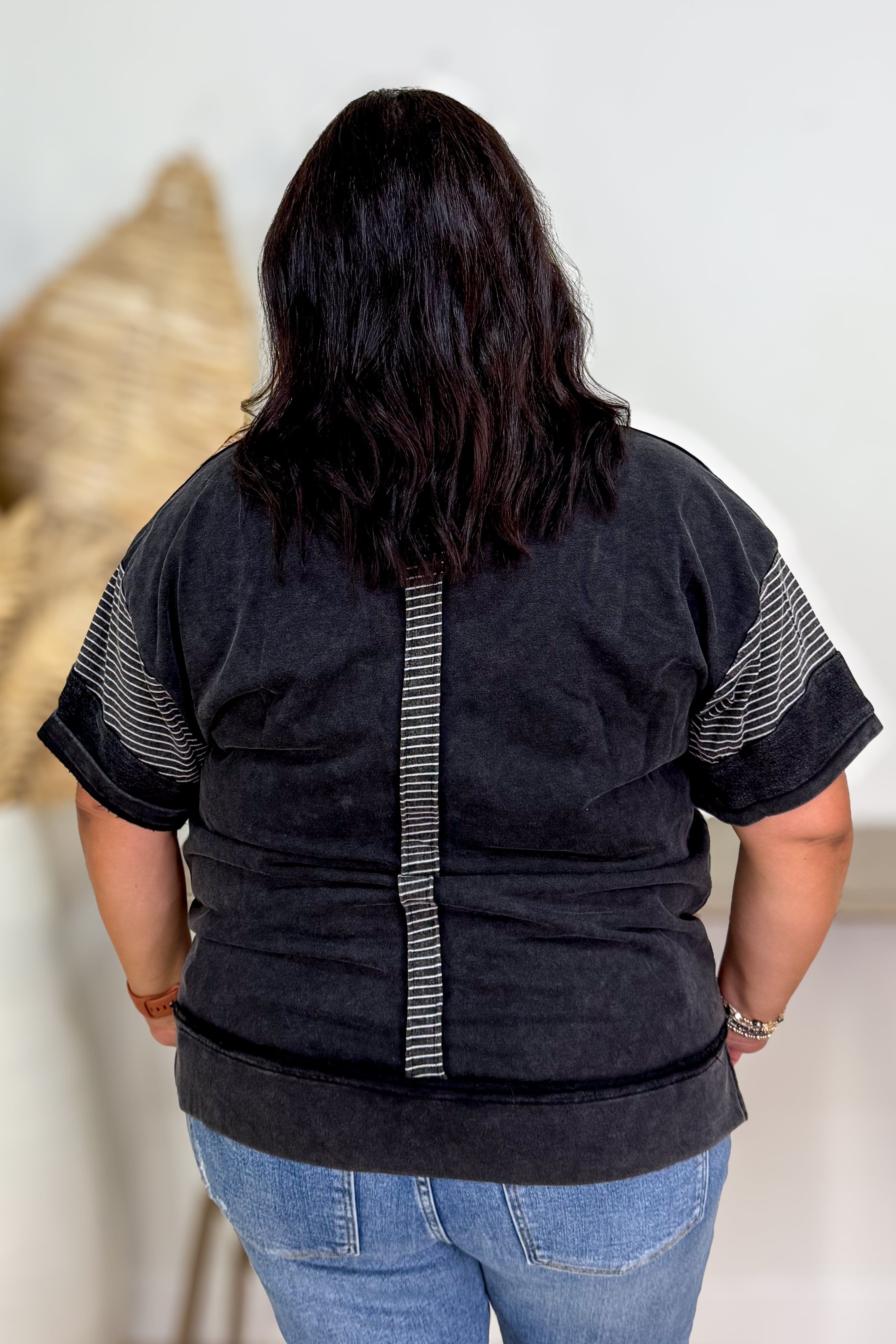 Ash French Terry Stripe Collar Top back