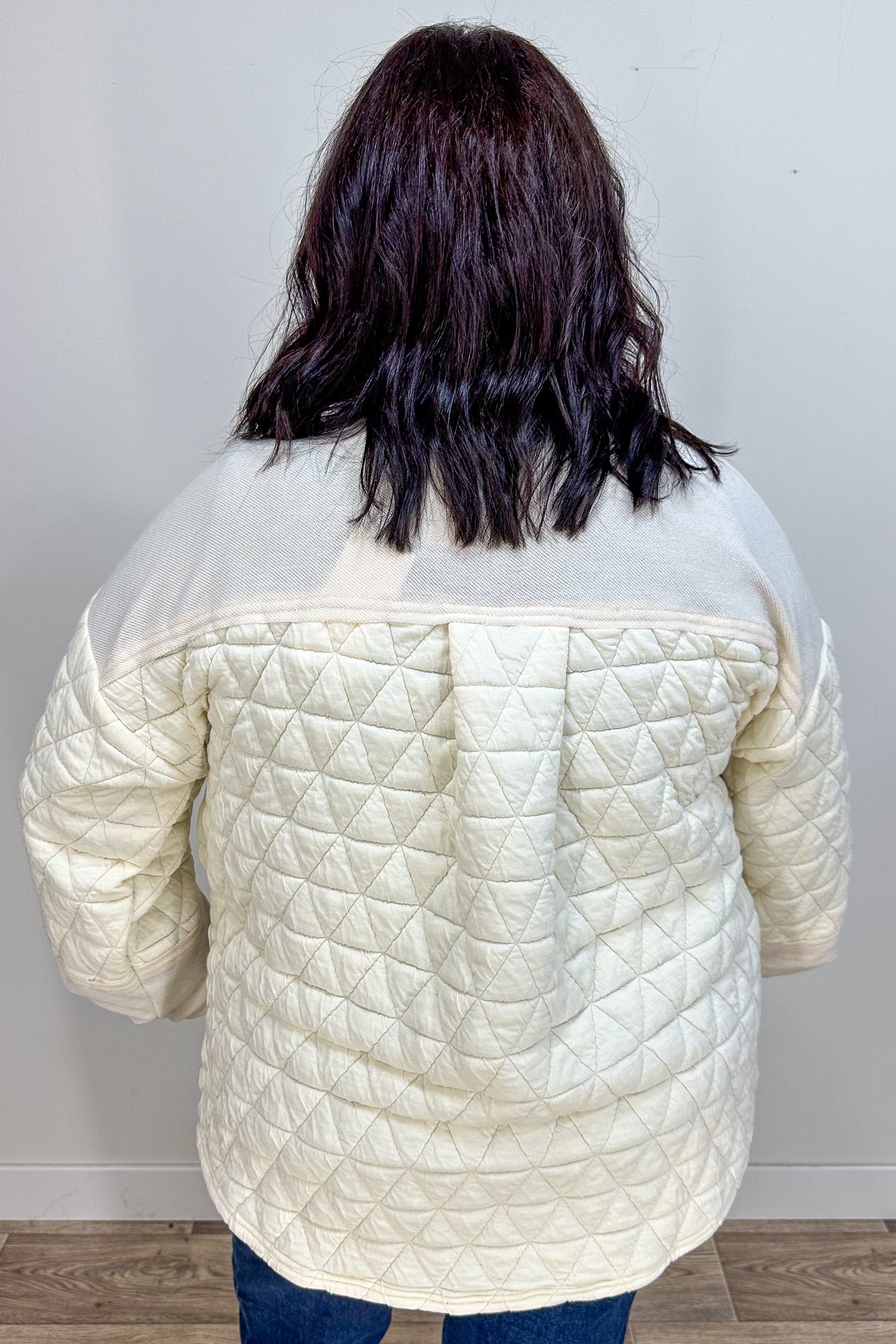 Cream Quilted Shacket Jacket back