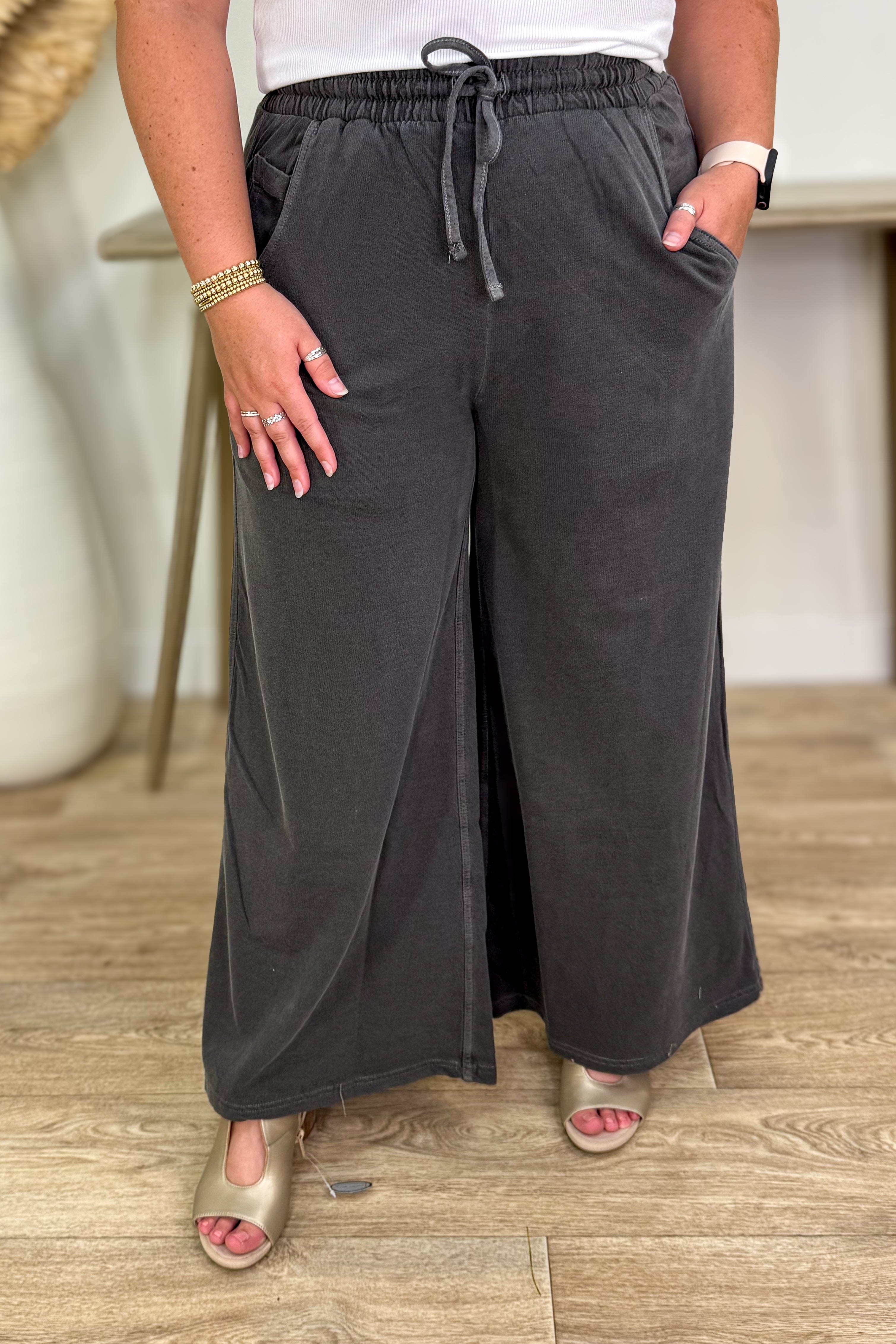 Black French Terry Pigment Wash Pant