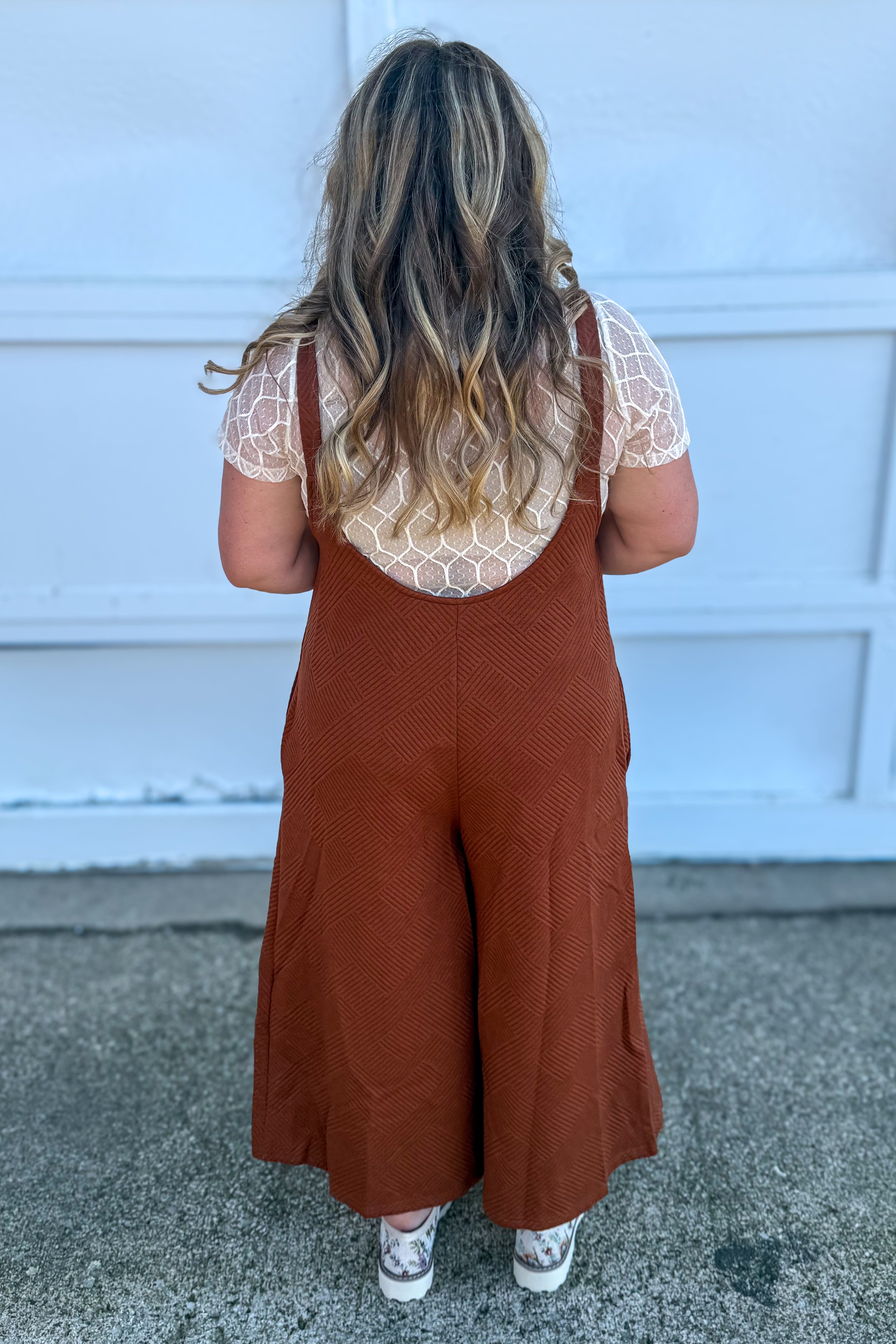 Rust Texture Cropped Overall back