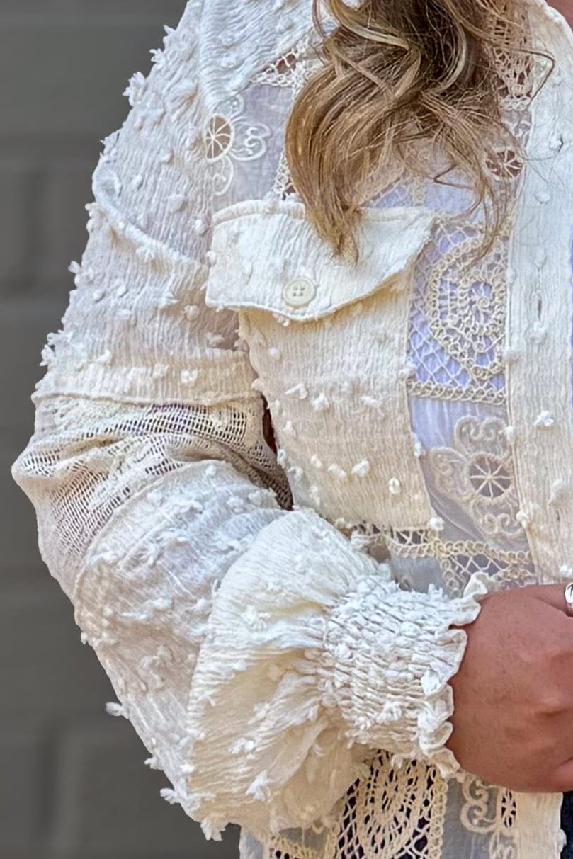 Beige Lace & Crochet Jacket detail